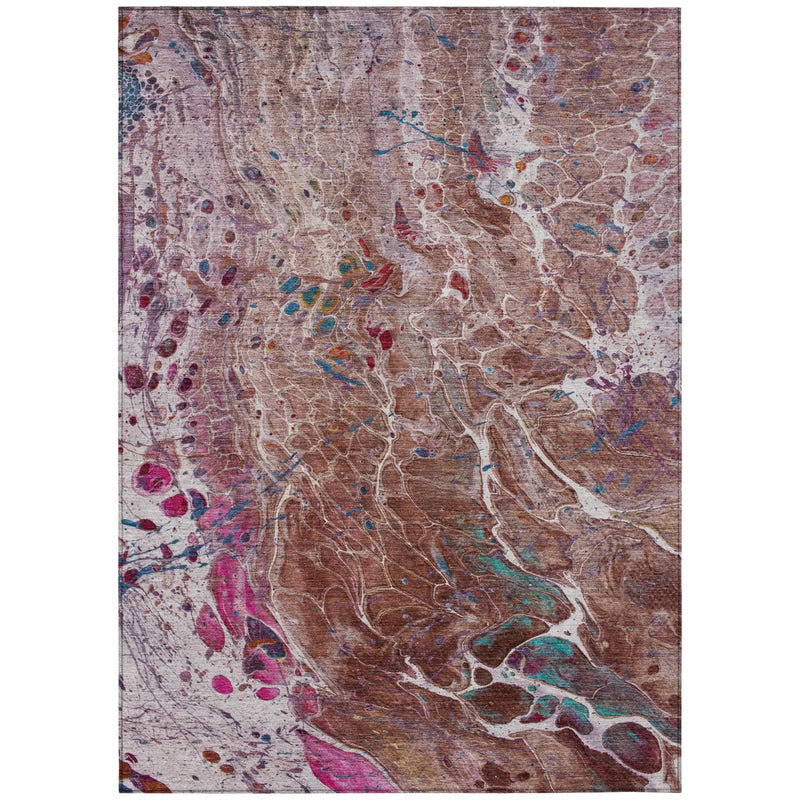 10' X 14' Orange And Blush Abstract Washable Indoor Outdoor Area Rug Homeroots Outdoor