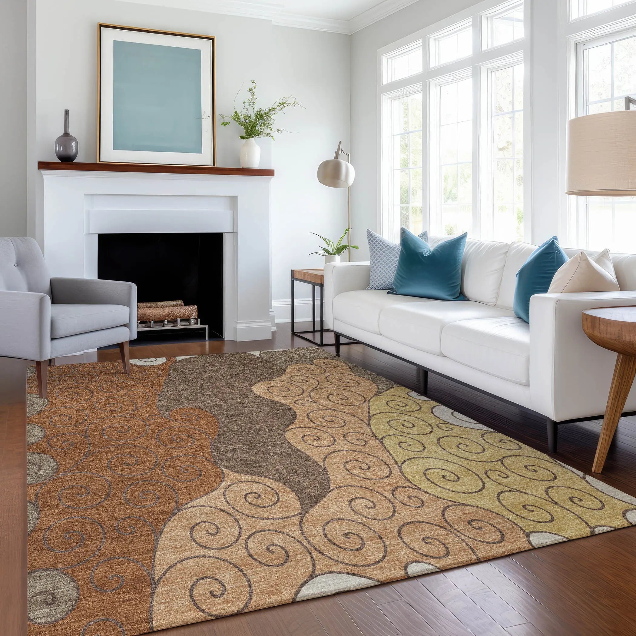10' X 14' Orange And Brown Abstract Washable Indoor Outdoor Area Rug Homeroots Outdoor