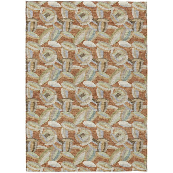 10' X 14' Orange And Brown Abstract Washable Indoor Outdoor Area Rug Homeroots Outdoor