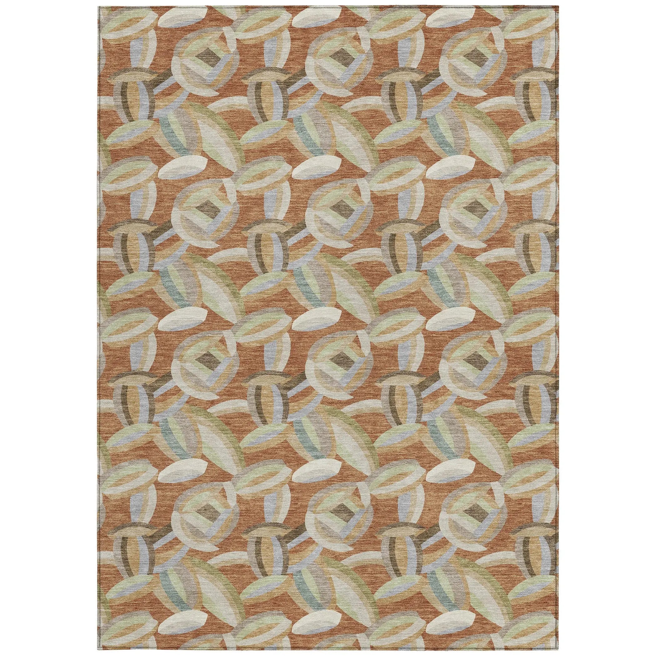 10' X 14' Orange And Brown Abstract Washable Indoor Outdoor Area Rug Homeroots Outdoor