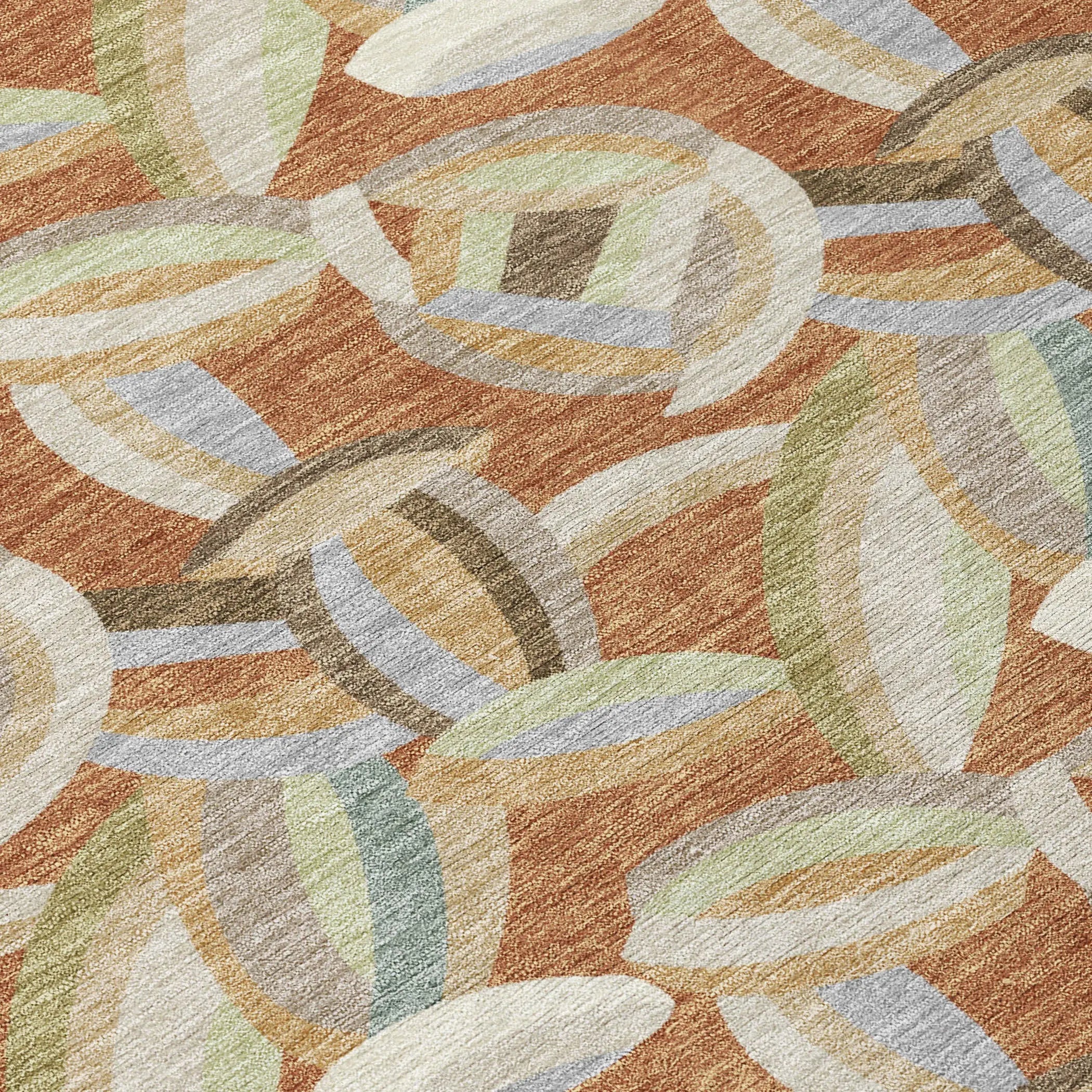 10' X 14' Orange And Brown Abstract Washable Indoor Outdoor Area Rug Homeroots Outdoor