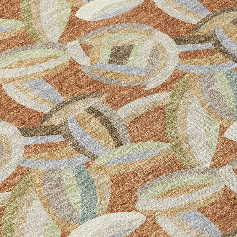10' X 14' Orange And Brown Abstract Washable Indoor Outdoor Area Rug Homeroots Outdoor