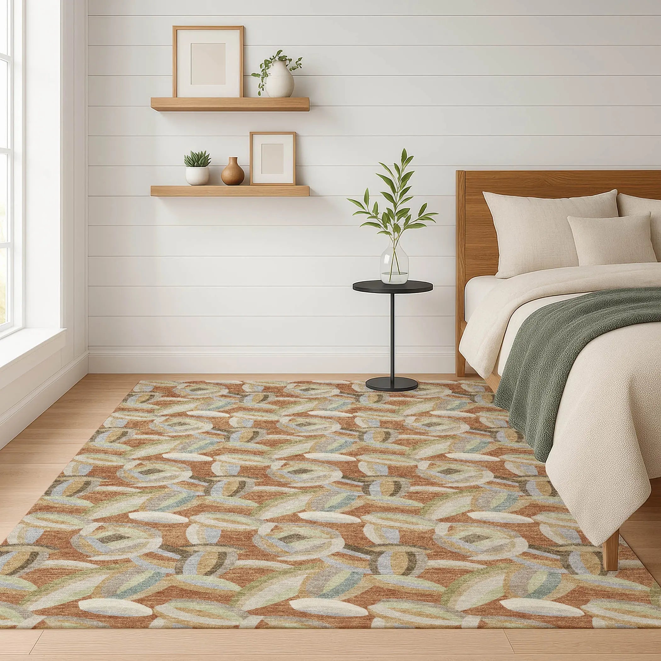 10' X 14' Orange And Brown Abstract Washable Indoor Outdoor Area Rug Homeroots Outdoor