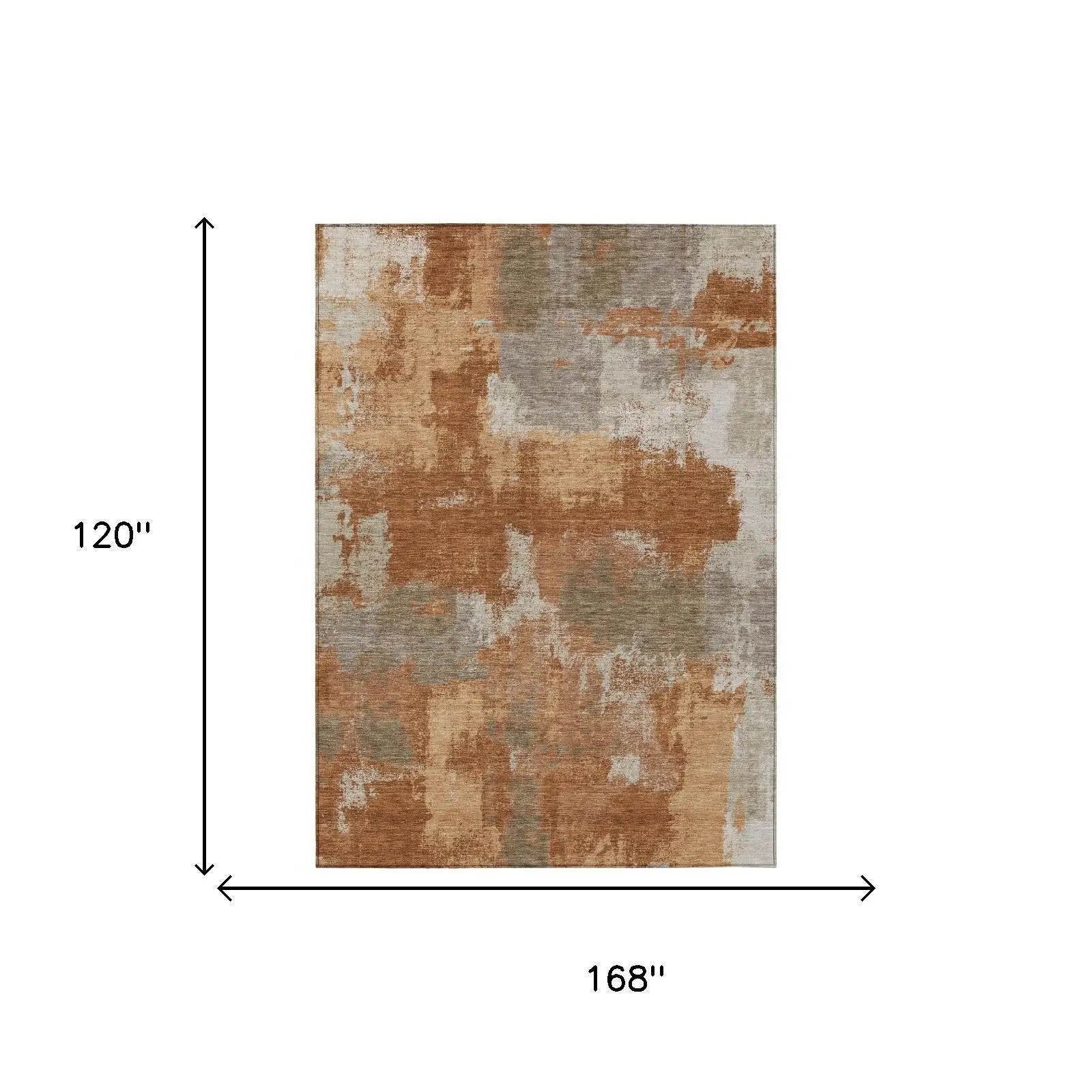 10' X 14' Orange And Brown Abstract Washable Indoor Outdoor Area Rug Homeroots Outdoor