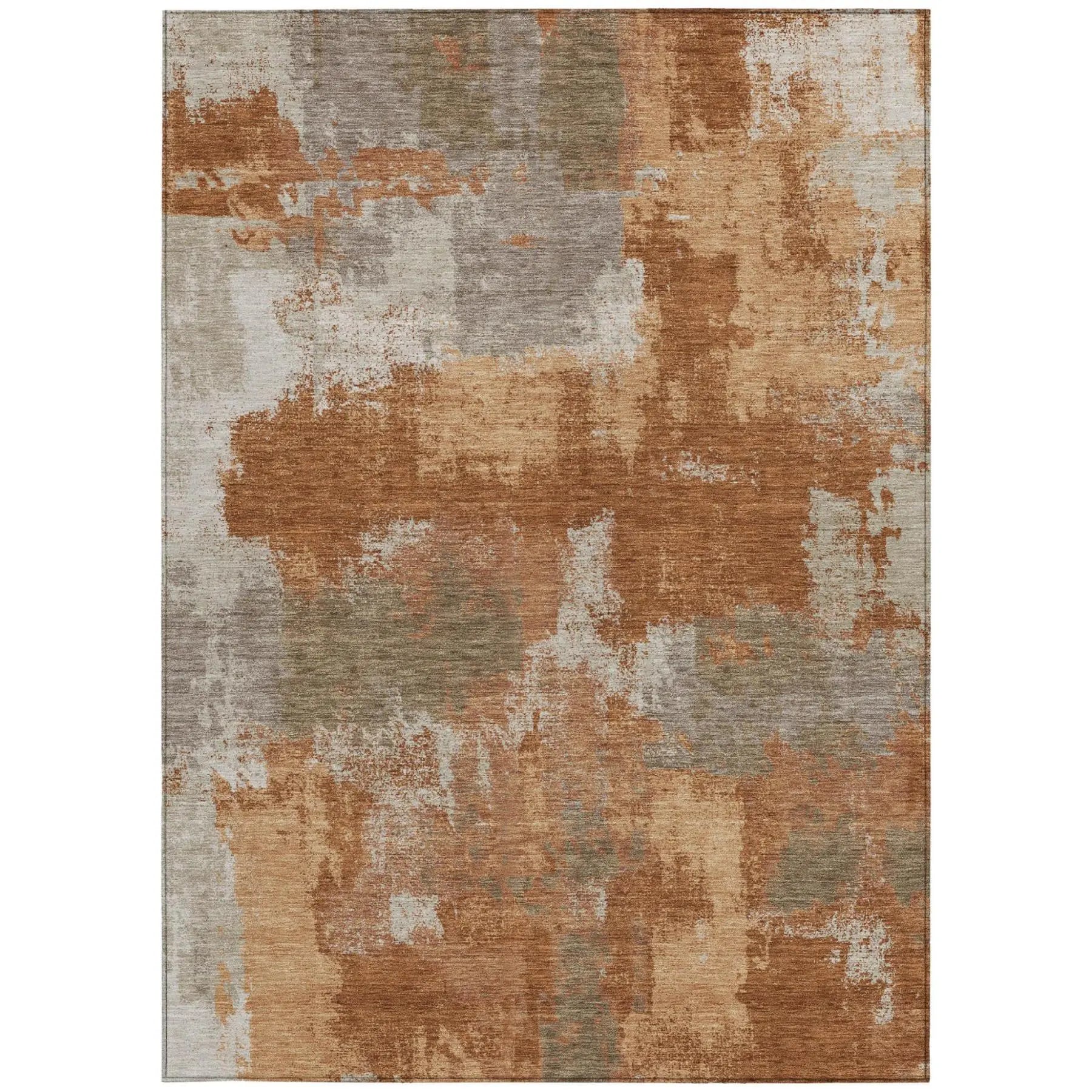 10' X 14' Orange And Brown Abstract Washable Indoor Outdoor Area Rug Homeroots Outdoor
