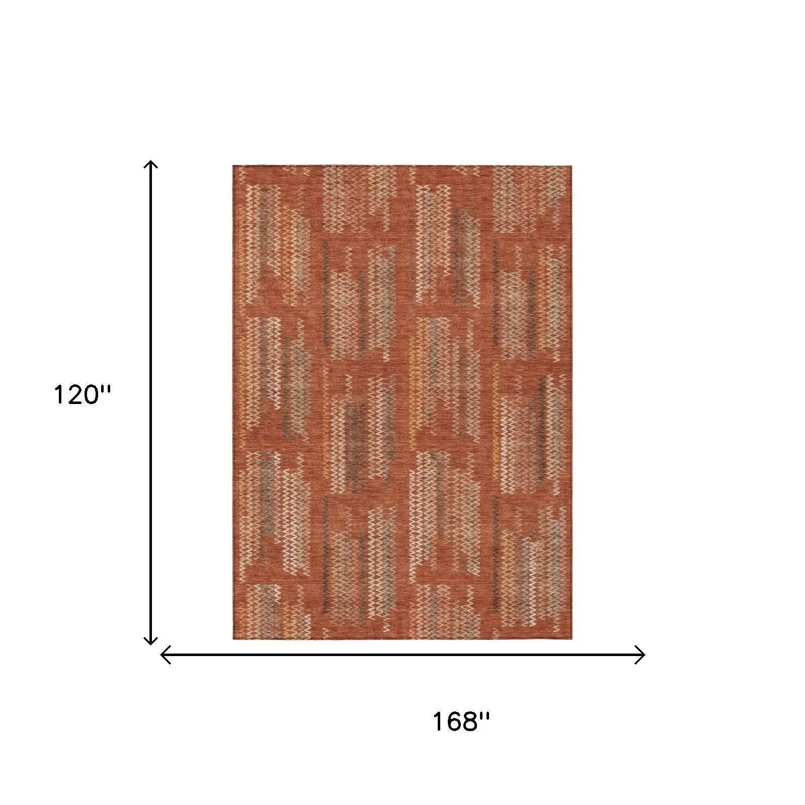 10' X 14' Orange And Brown Abstract Washable Indoor Outdoor Area Rug Homeroots Outdoor