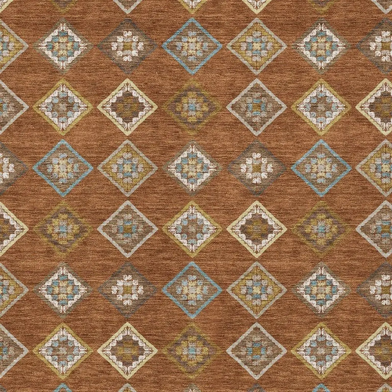 10' X 14' Orange And Brown Geometric Washable Indoor Outdoor Area Rug Homeroots Outdoor