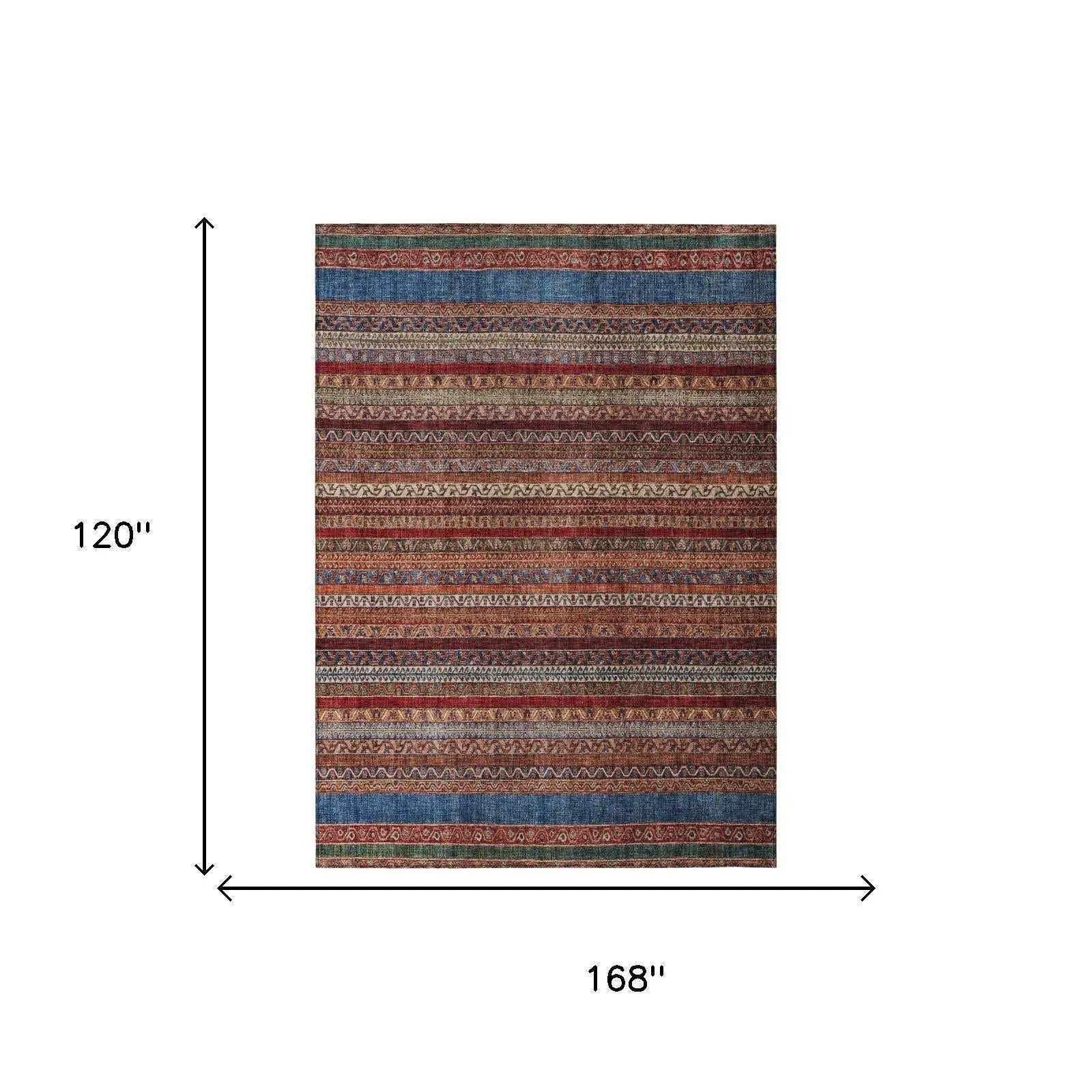 10' X 14' Orange And Burgundy Striped Washable Indoor Outdoor Area Rug Homeroots Outdoor
