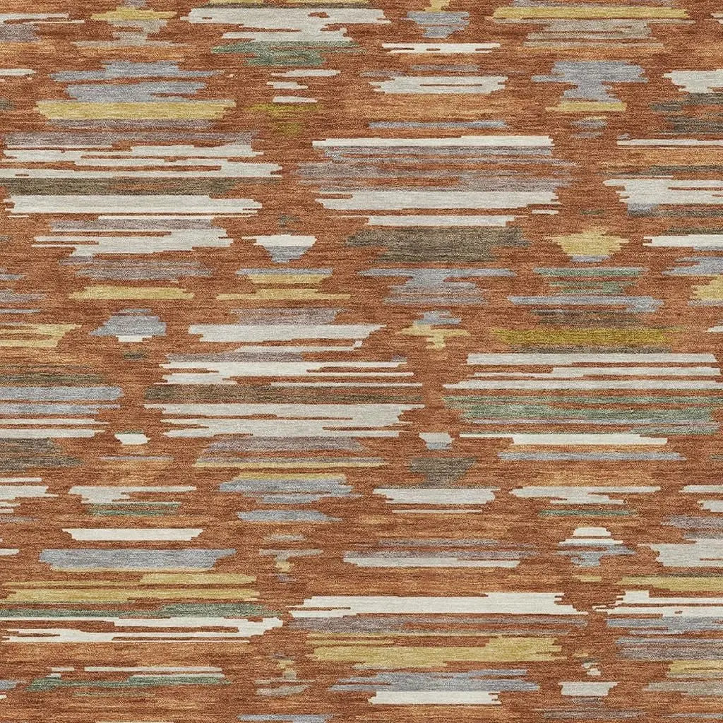 10' X 14' Orange And Charcoal Southwestern Washable Indoor Outdoor Area Rug Homeroots Outdoor