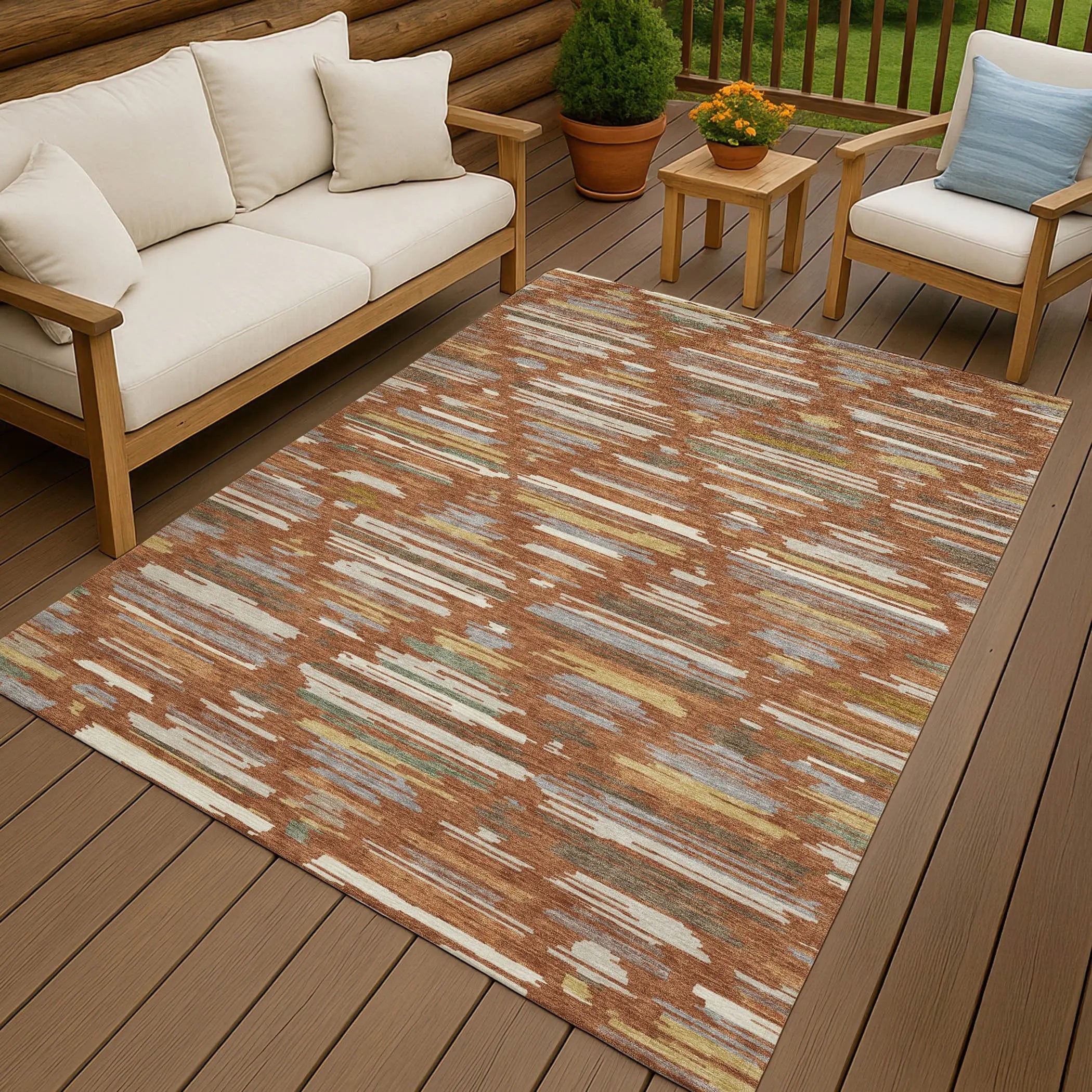 10' X 14' Orange And Charcoal Southwestern Washable Indoor Outdoor Area Rug Homeroots Outdoor