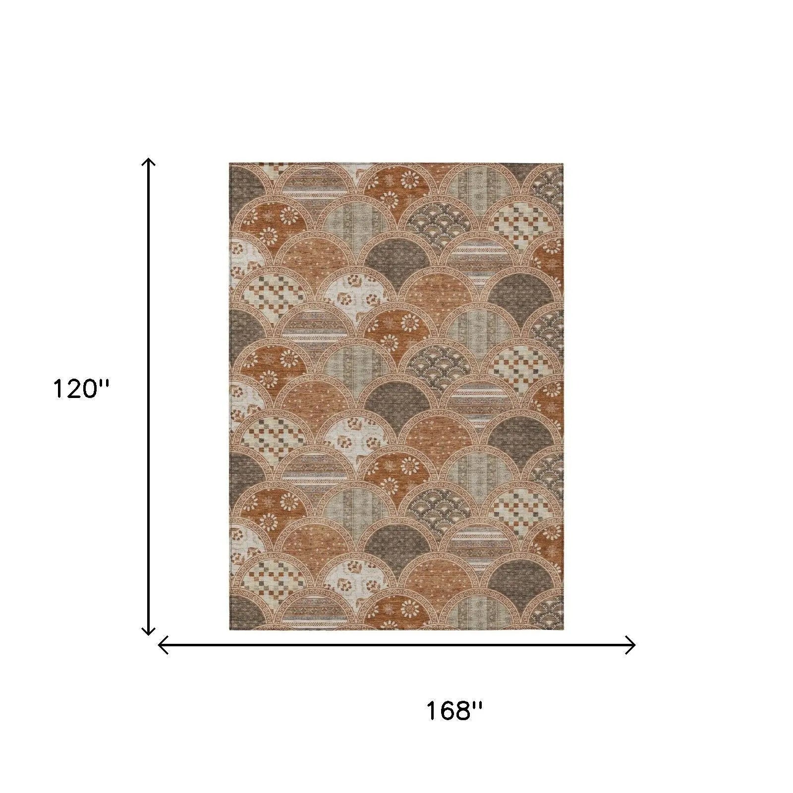 10' X 14' Orange And Chocolate Geometric Washable Indoor Outdoor Area Rug Homeroots Outdoor