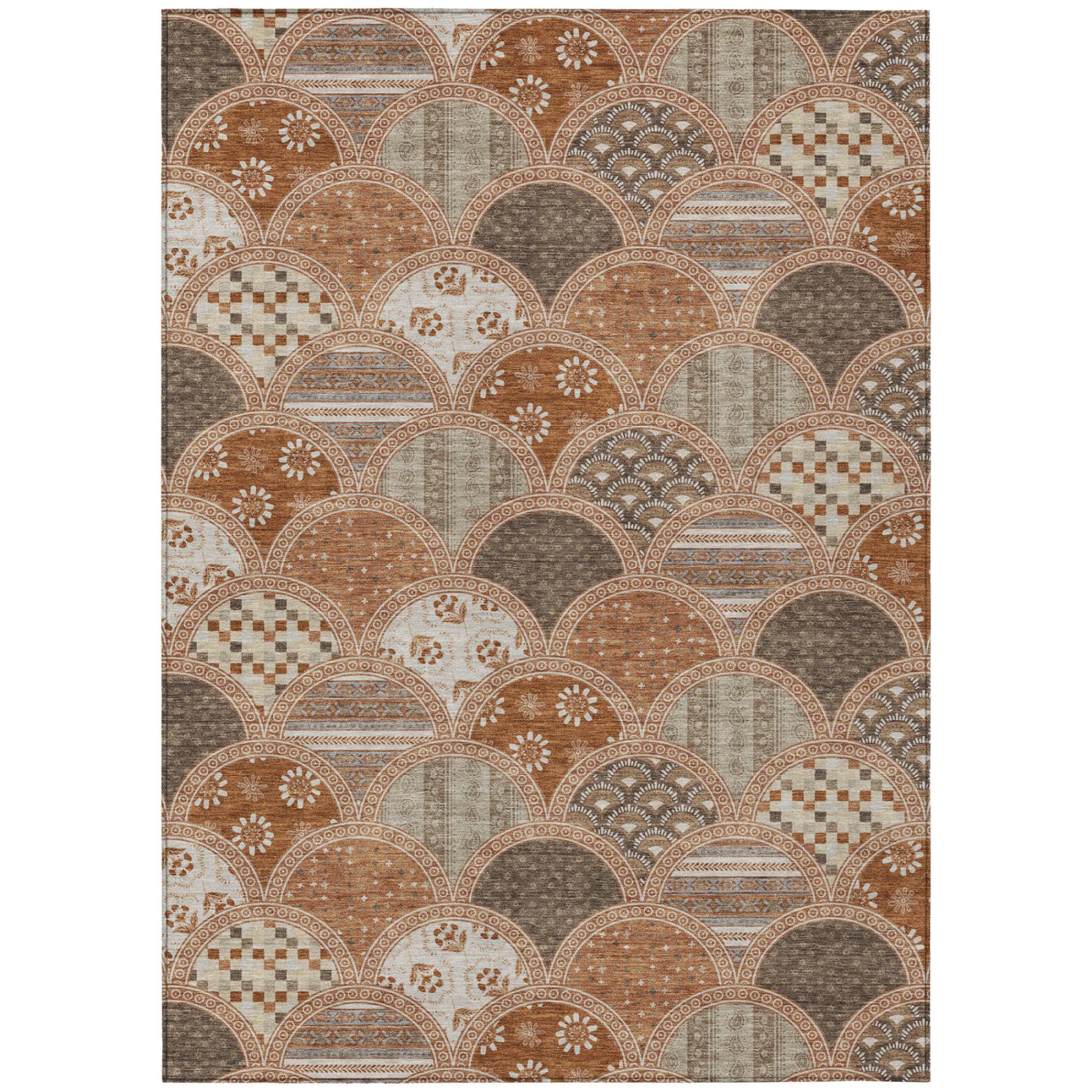 10' X 14' Orange And Chocolate Geometric Washable Indoor Outdoor Area Rug Homeroots Outdoor
