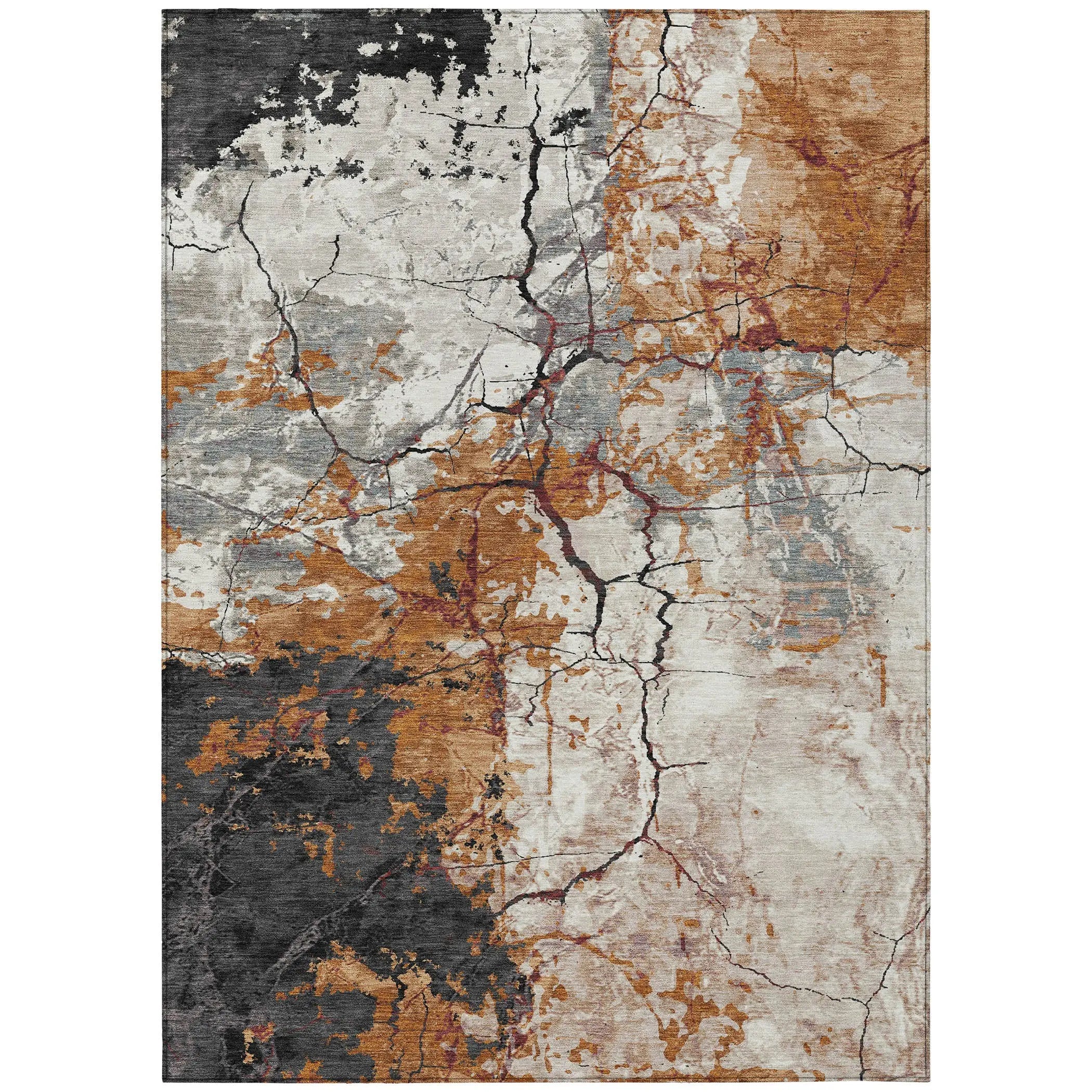 10' X 14' Orange And Copper Abstract Washable Indoor Outdoor Area Rug Homeroots Outdoor