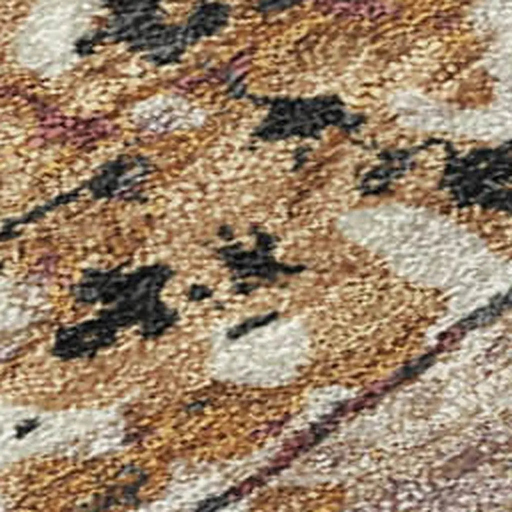 10' X 14' Orange And Copper Abstract Washable Indoor Outdoor Area Rug Homeroots Outdoor