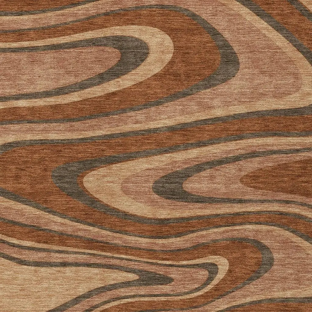 10' X 14' Orange And Copper Abstract Washable Indoor Outdoor Area Rug Homeroots Outdoor