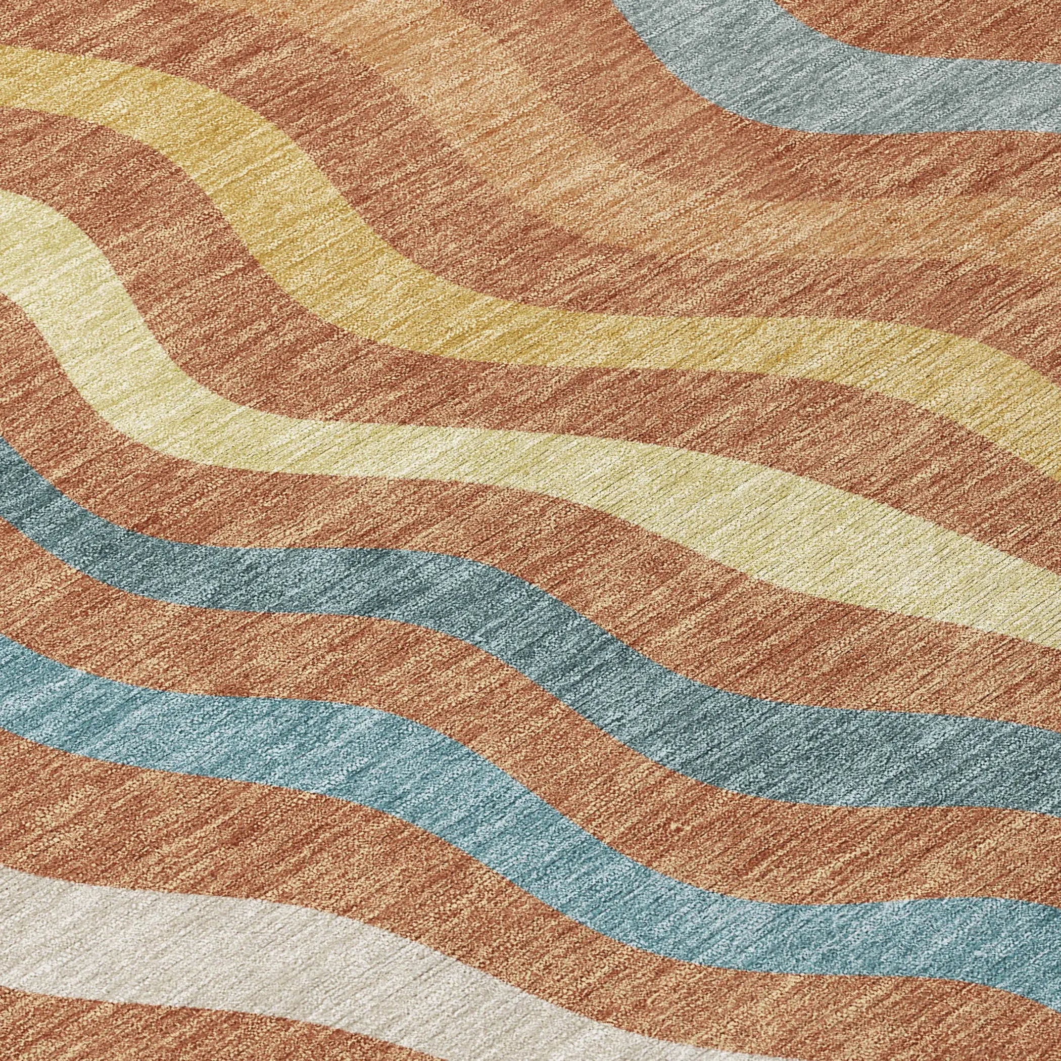 10' X 14' Orange And Copper Abstract Washable Indoor Outdoor Area Rug Homeroots Outdoor