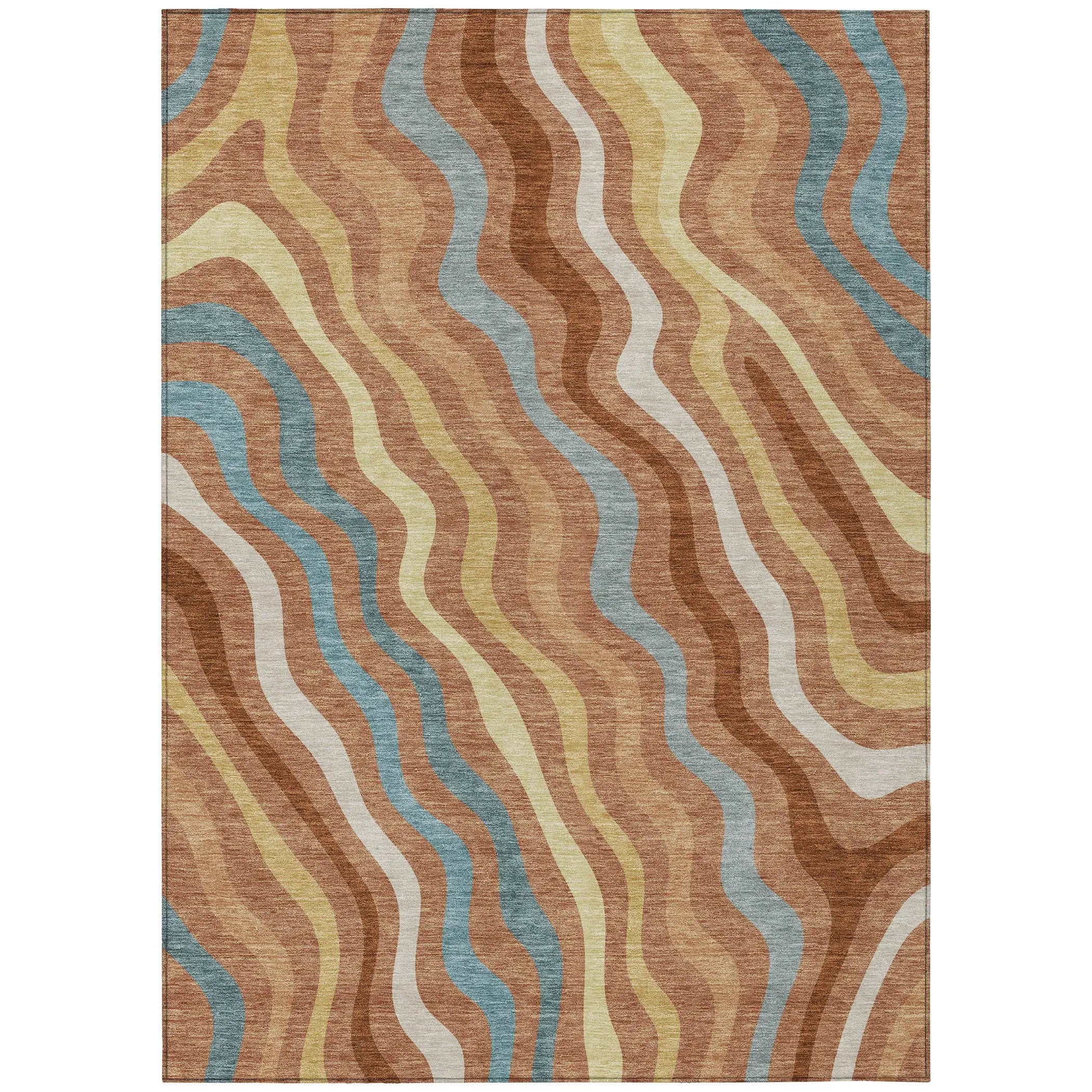 10' X 14' Orange And Copper Abstract Washable Indoor Outdoor Area Rug Homeroots Outdoor