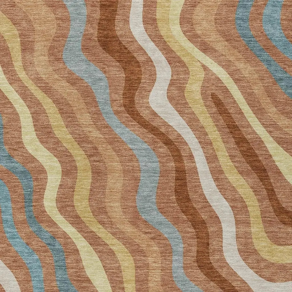 10' X 14' Orange And Copper Abstract Washable Indoor Outdoor Area Rug Homeroots Outdoor