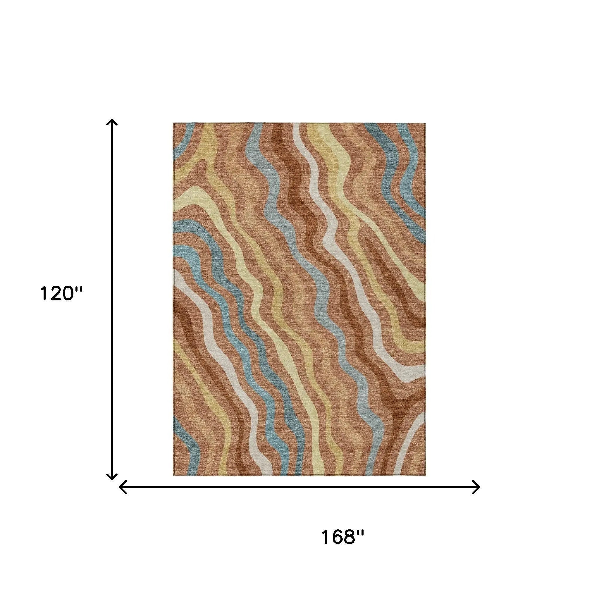 10' X 14' Orange And Copper Abstract Washable Indoor Outdoor Area Rug Homeroots Outdoor