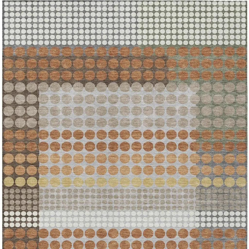 10' X 14' Orange And Copper Geometric Washable Indoor Outdoor Area Rug Homeroots Outdoor