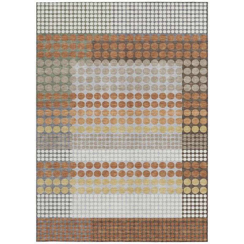 10' X 14' Orange And Copper Geometric Washable Indoor Outdoor Area Rug Homeroots Outdoor