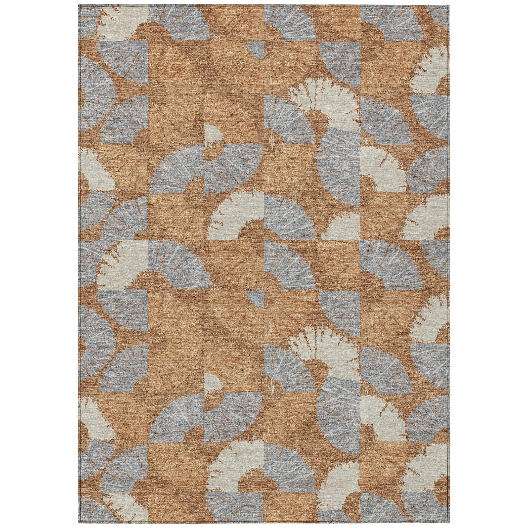 10' X 14' Orange And Copper Geometric Washable Indoor Outdoor Area Rug Homeroots Outdoor