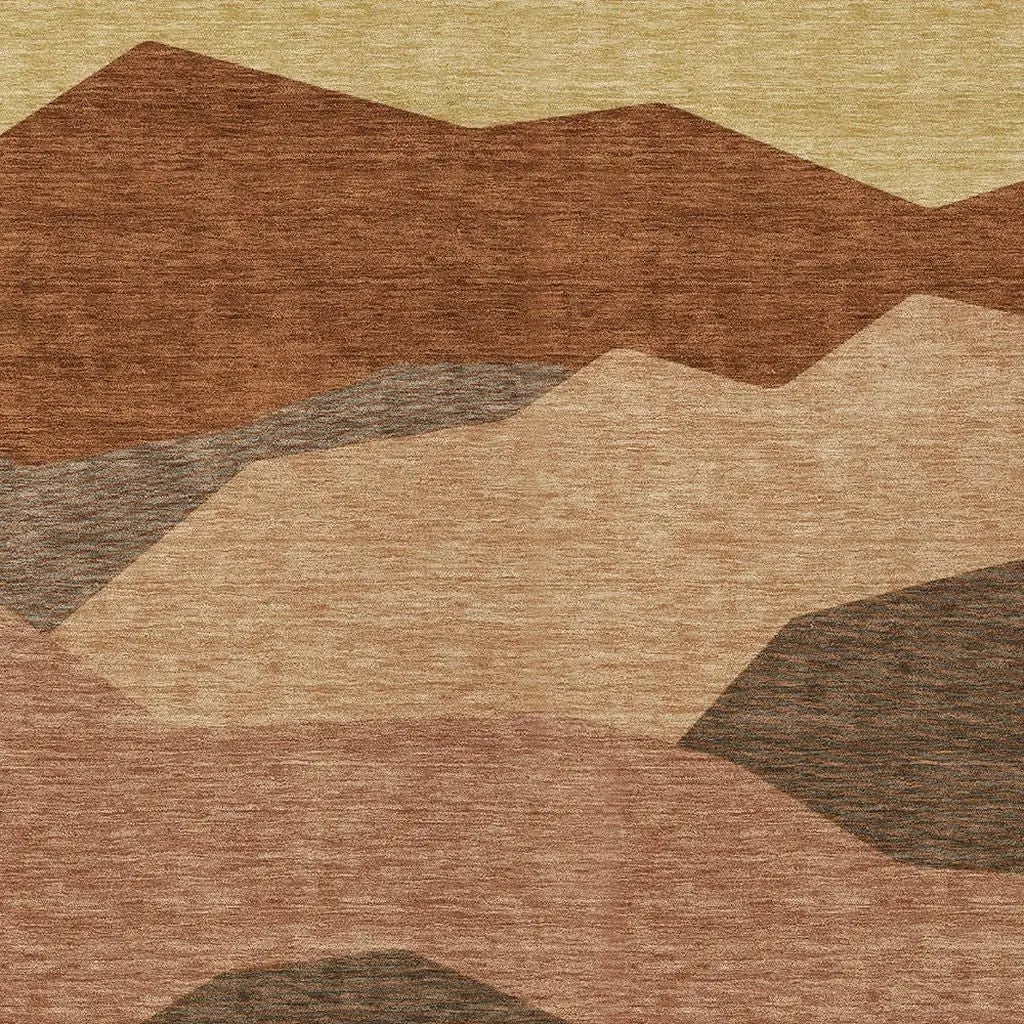 10' X 14' Orange And Copper Geometric Washable Indoor Outdoor Area Rug Homeroots Outdoor