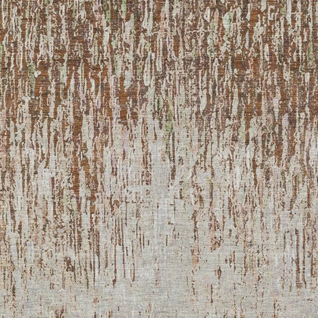 10' X 14' Orange And Copper Striped Washable Indoor Outdoor Area Rug Homeroots Outdoor