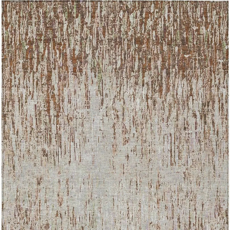 10' X 14' Orange And Copper Striped Washable Indoor Outdoor Area Rug Homeroots Outdoor