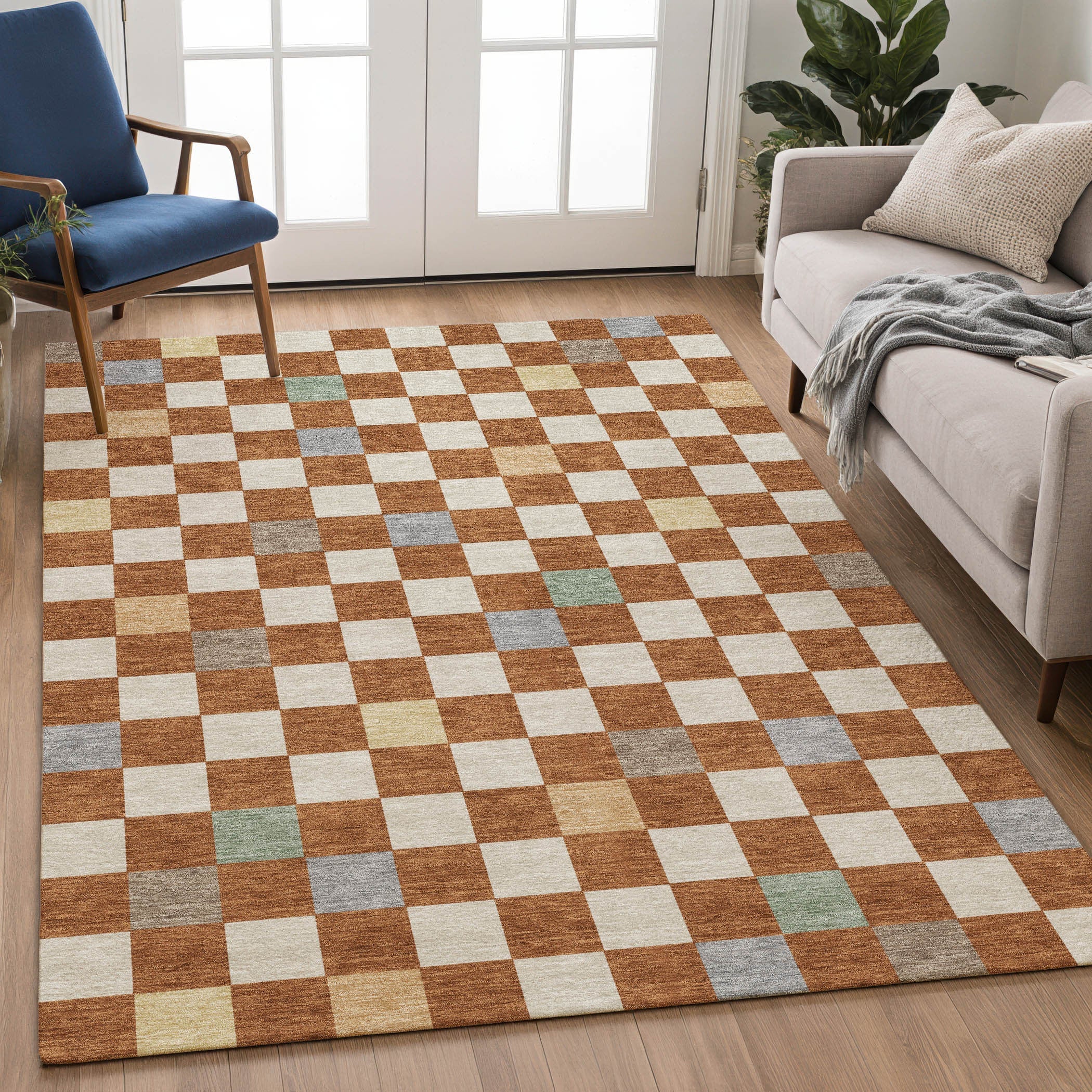 10' X 14' Orange And Gold Geometric Washable Indoor Outdoor Area Rug Homeroots Outdoor