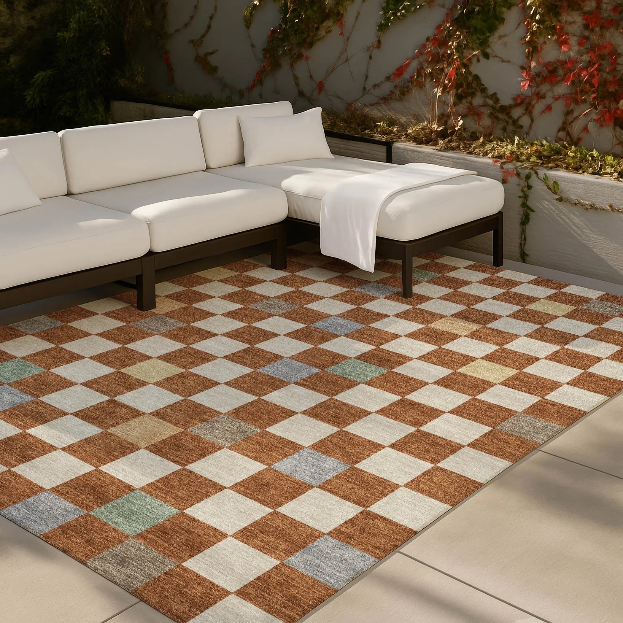 10' X 14' Orange And Gold Geometric Washable Indoor Outdoor Area Rug Homeroots Outdoor