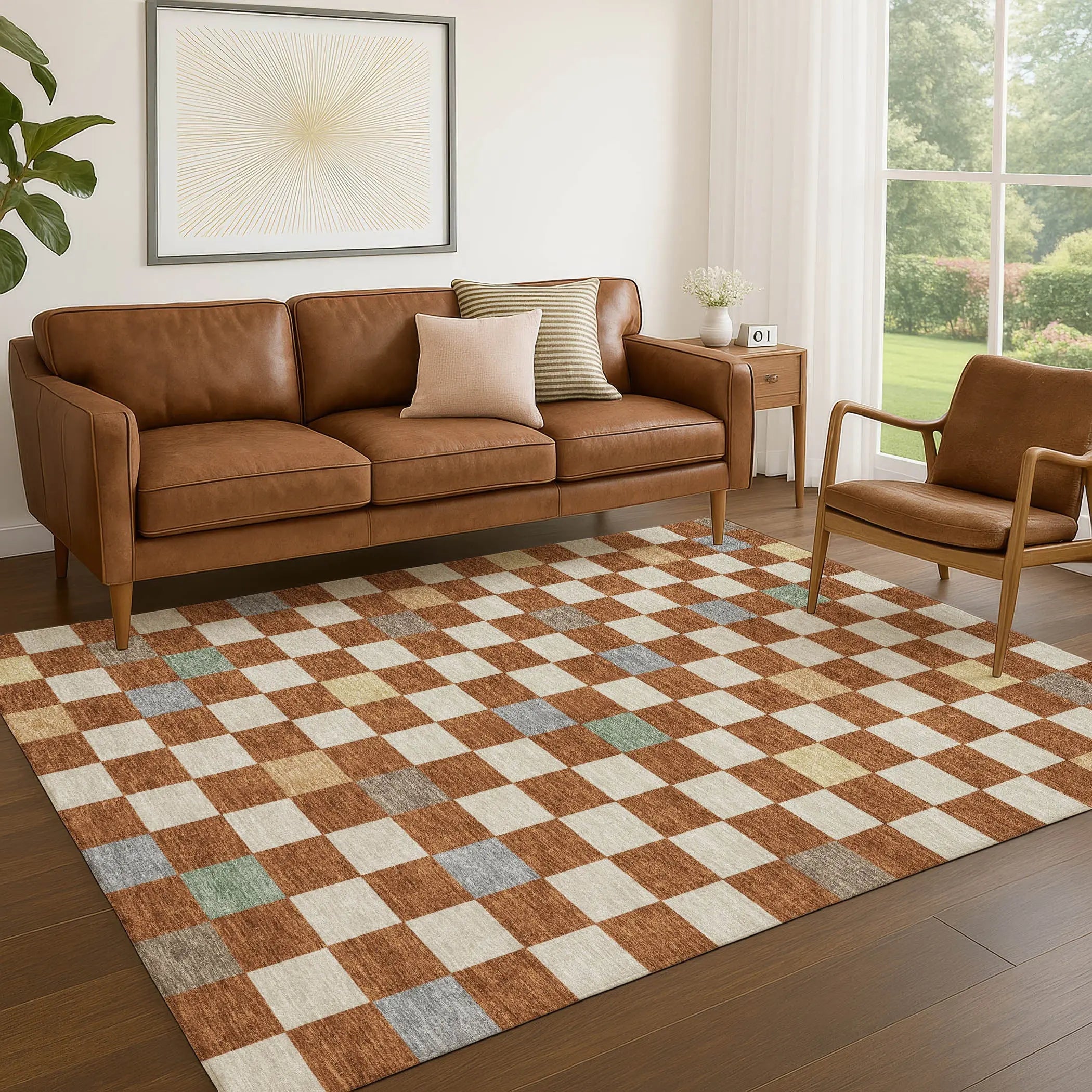 10' X 14' Orange And Gold Geometric Washable Indoor Outdoor Area Rug Homeroots Outdoor