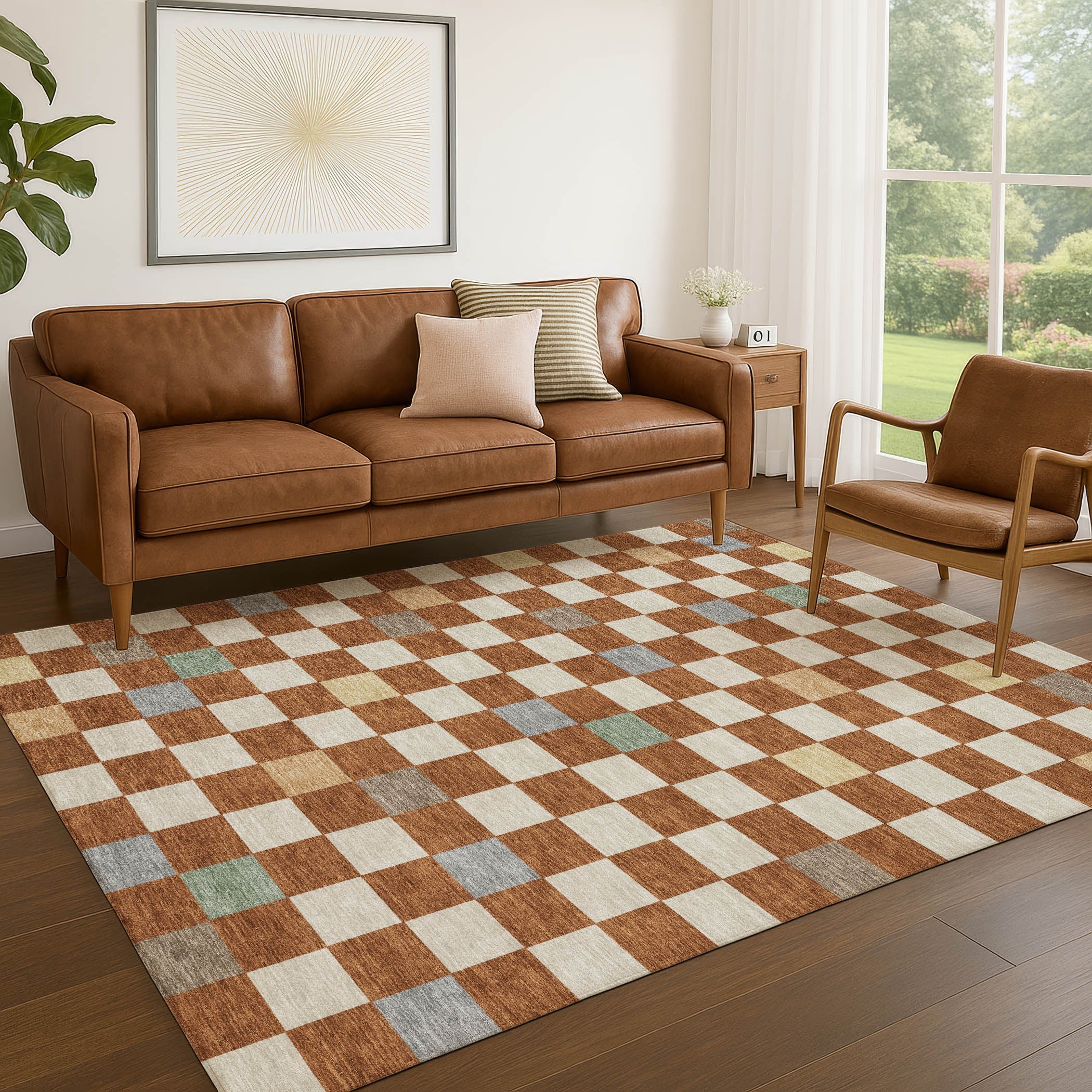 10' X 14' Orange And Gold Geometric Washable Indoor Outdoor Area Rug Homeroots Outdoor
