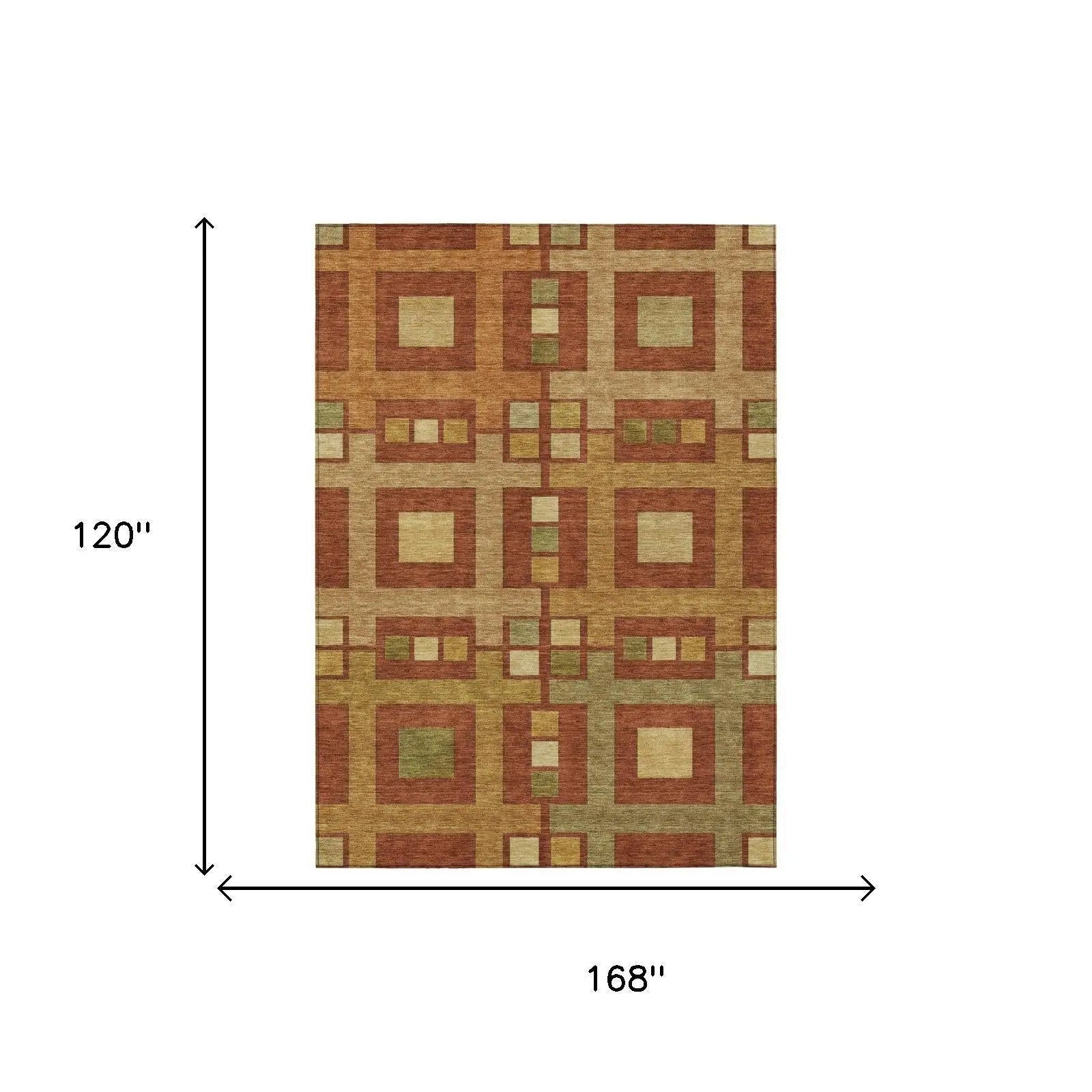 10' X 14' Orange And Gold Geometric Washable Indoor Outdoor Area Rug Homeroots Outdoor
