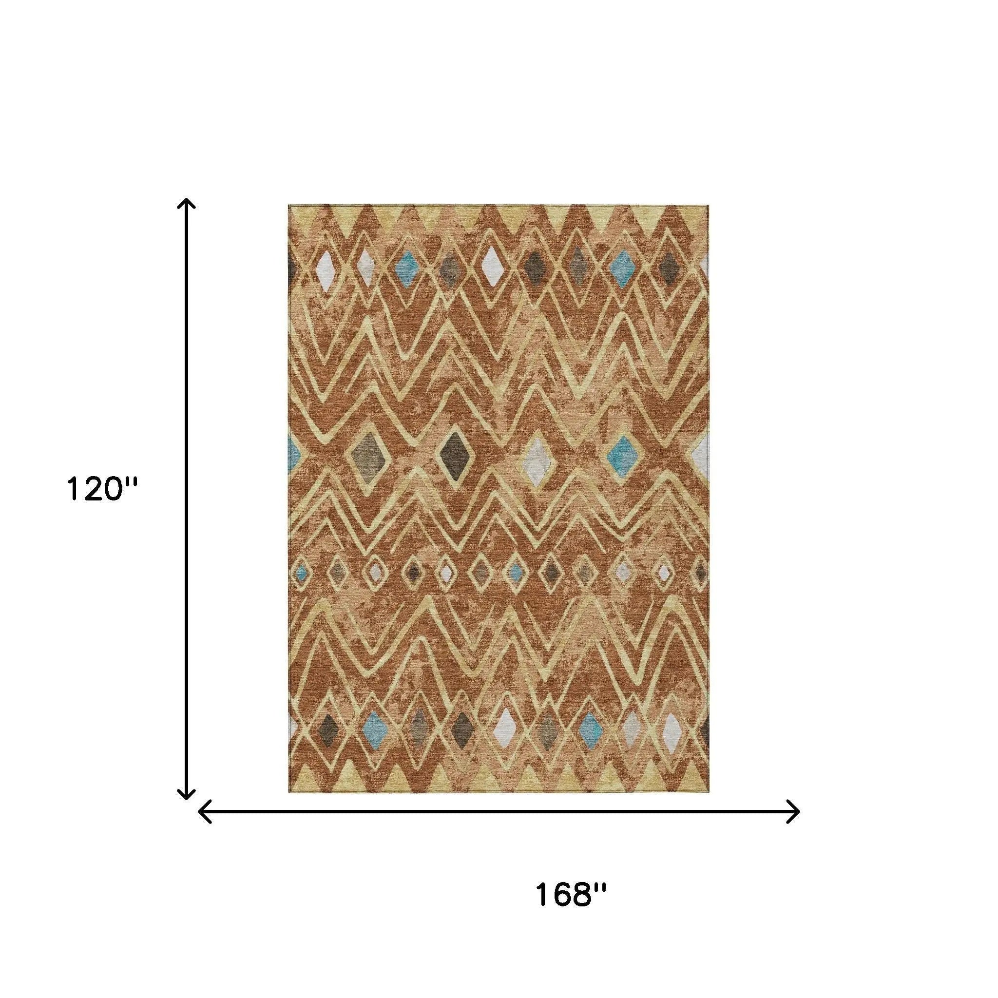 10' X 14' Orange And Graphite Geometric Washable Indoor Outdoor Area Rug Homeroots Outdoor