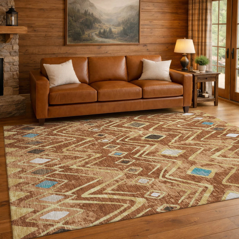 10' X 14' Orange And Graphite Geometric Washable Indoor Outdoor Area Rug Homeroots Outdoor