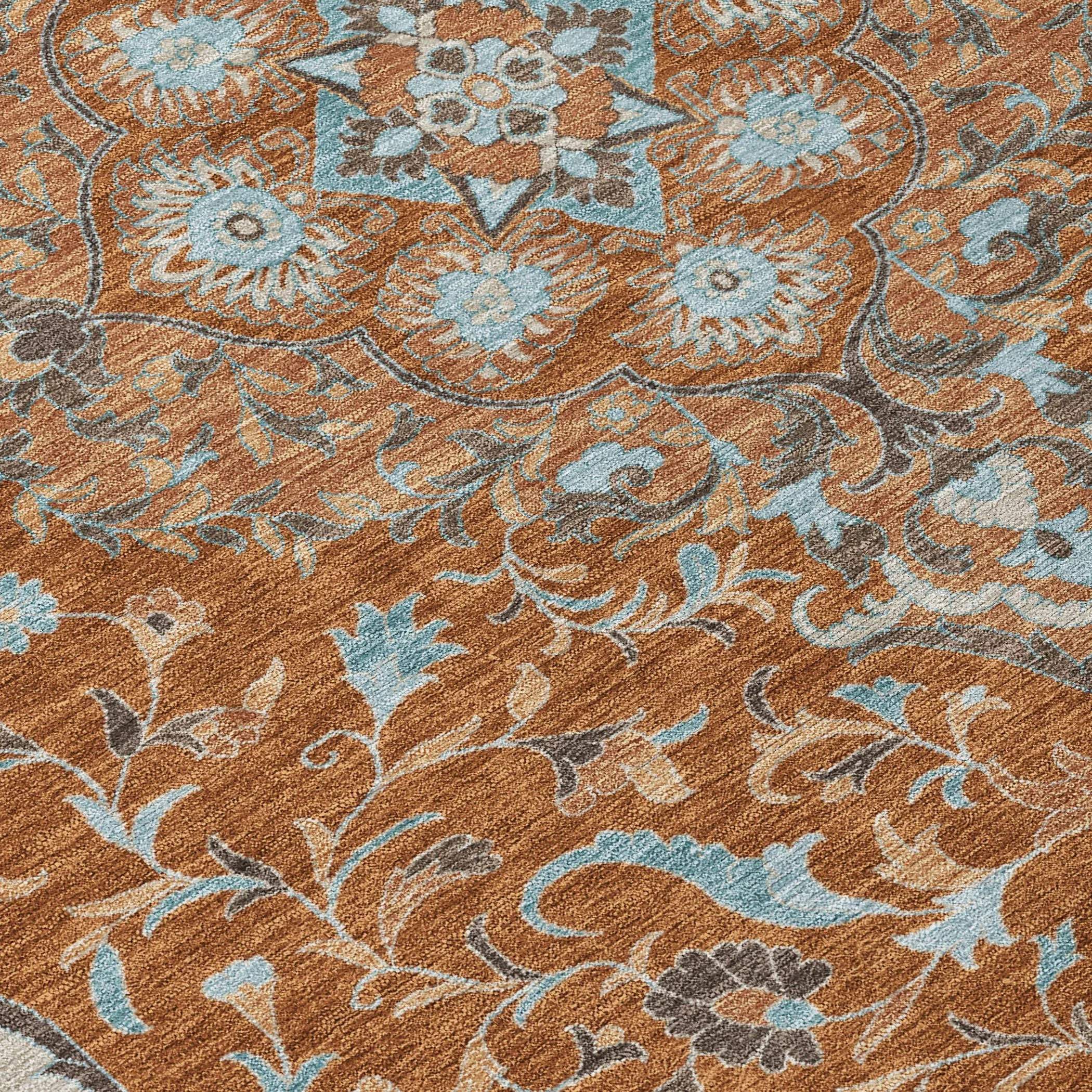 10' X 14' Orange And Graphite Medallion Washable Indoor Outdoor Area Rug Homeroots Outdoor