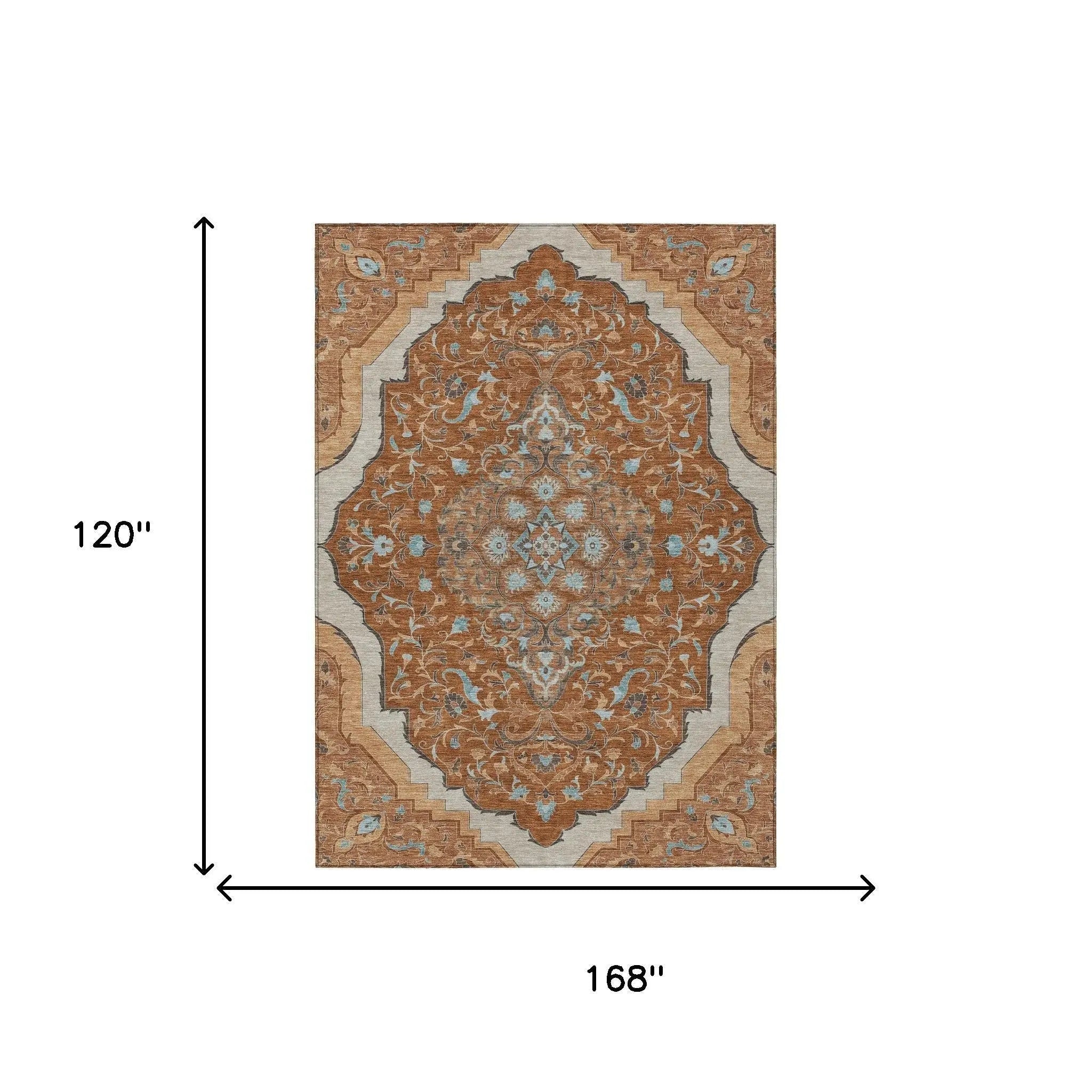 10' X 14' Orange And Graphite Medallion Washable Indoor Outdoor Area Rug Homeroots Outdoor