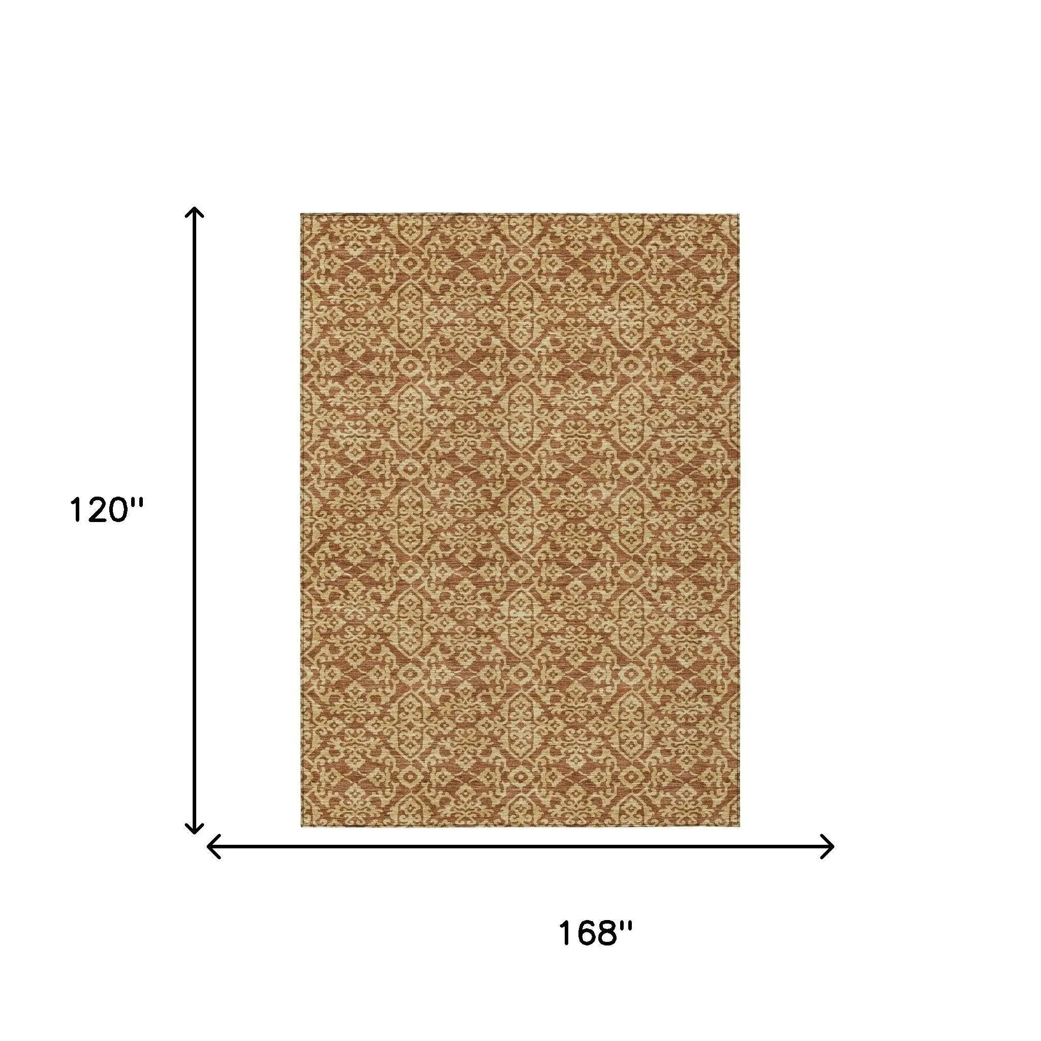 10' X 14' Orange And Graphite Oriental Washable Indoor Outdoor Area Rug Homeroots Outdoor