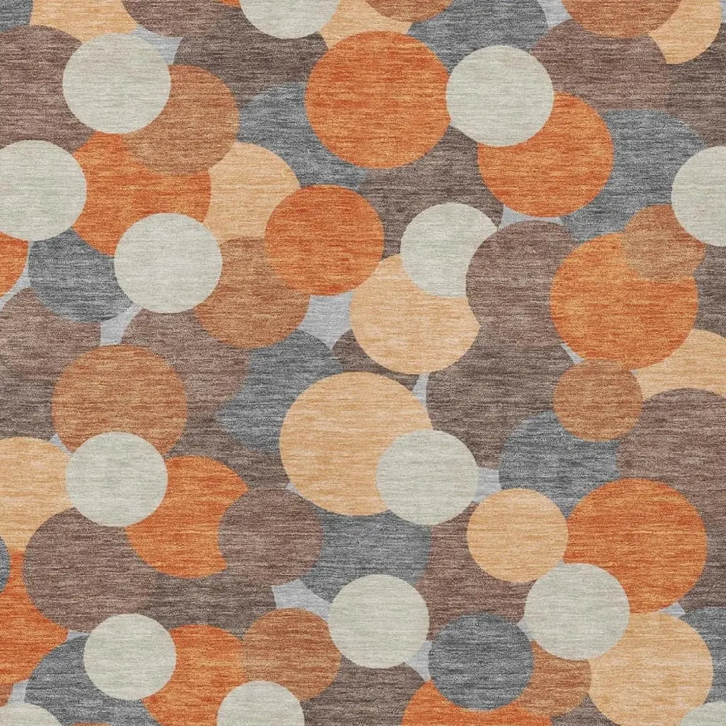 10' X 14' Orange And Gray Geometric Washable Indoor Outdoor Area Rug Homeroots Outdoor