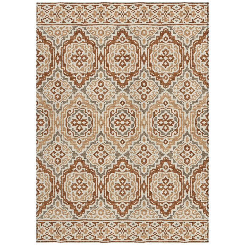 10' X 14' Orange And Gray Tribal Washable Indoor Outdoor Area Rug Homeroots Outdoor