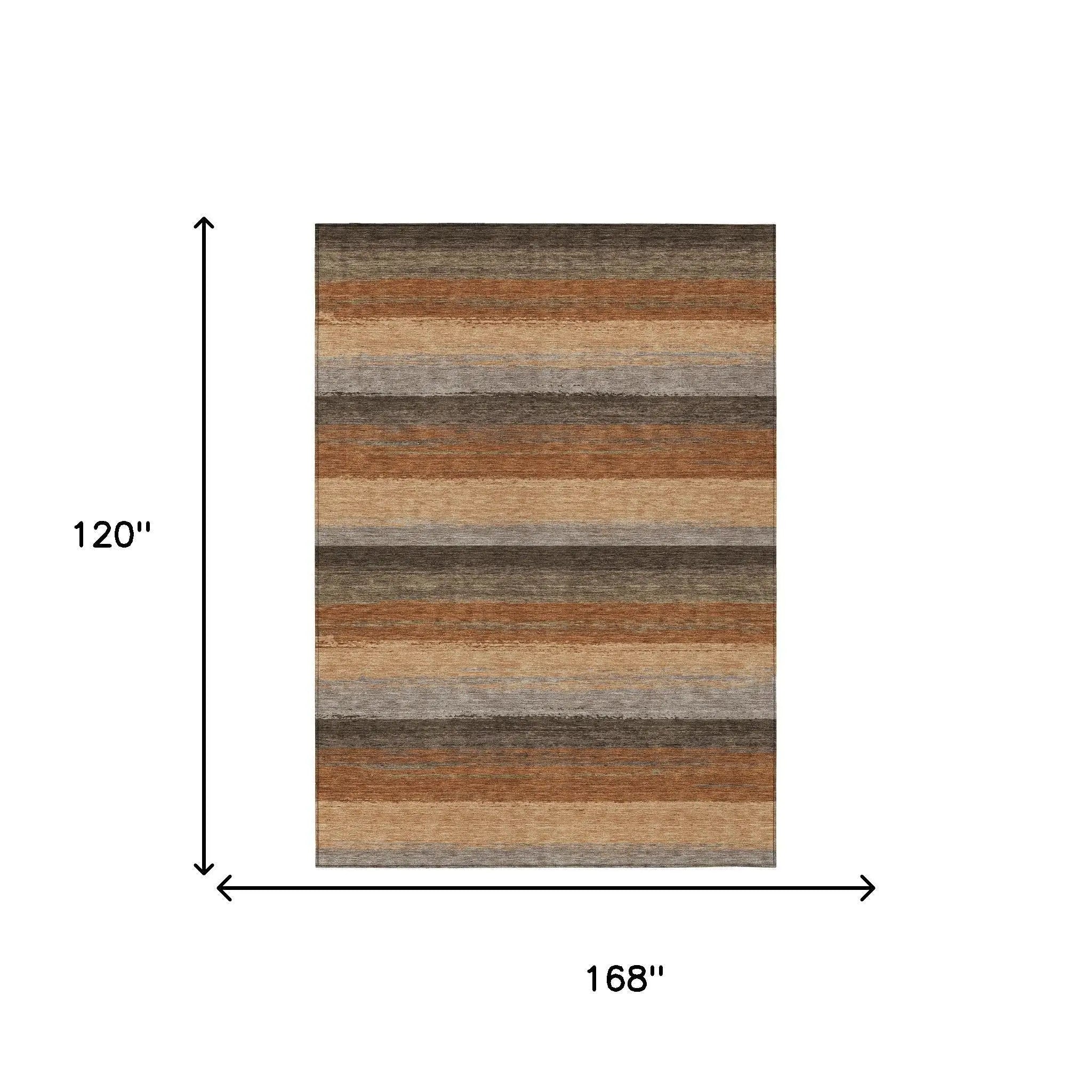 10' X 14' Orange And Green Striped Washable Indoor Outdoor Area Rug Homeroots Outdoor