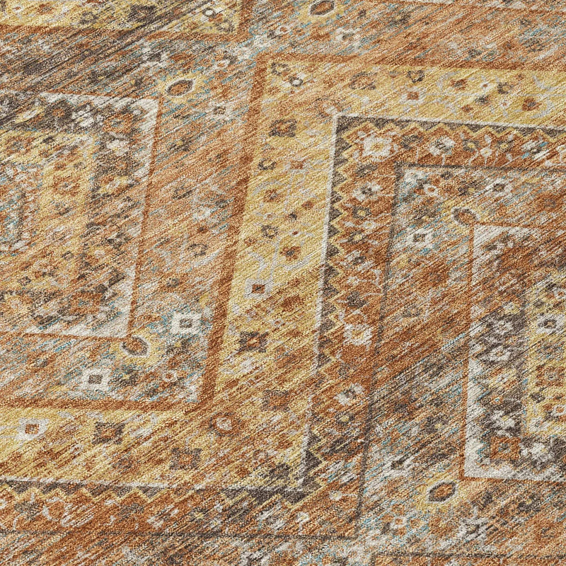 10' X 14' Orange And Green Tribal Washable Indoor Outdoor Area Rug Homeroots Outdoor