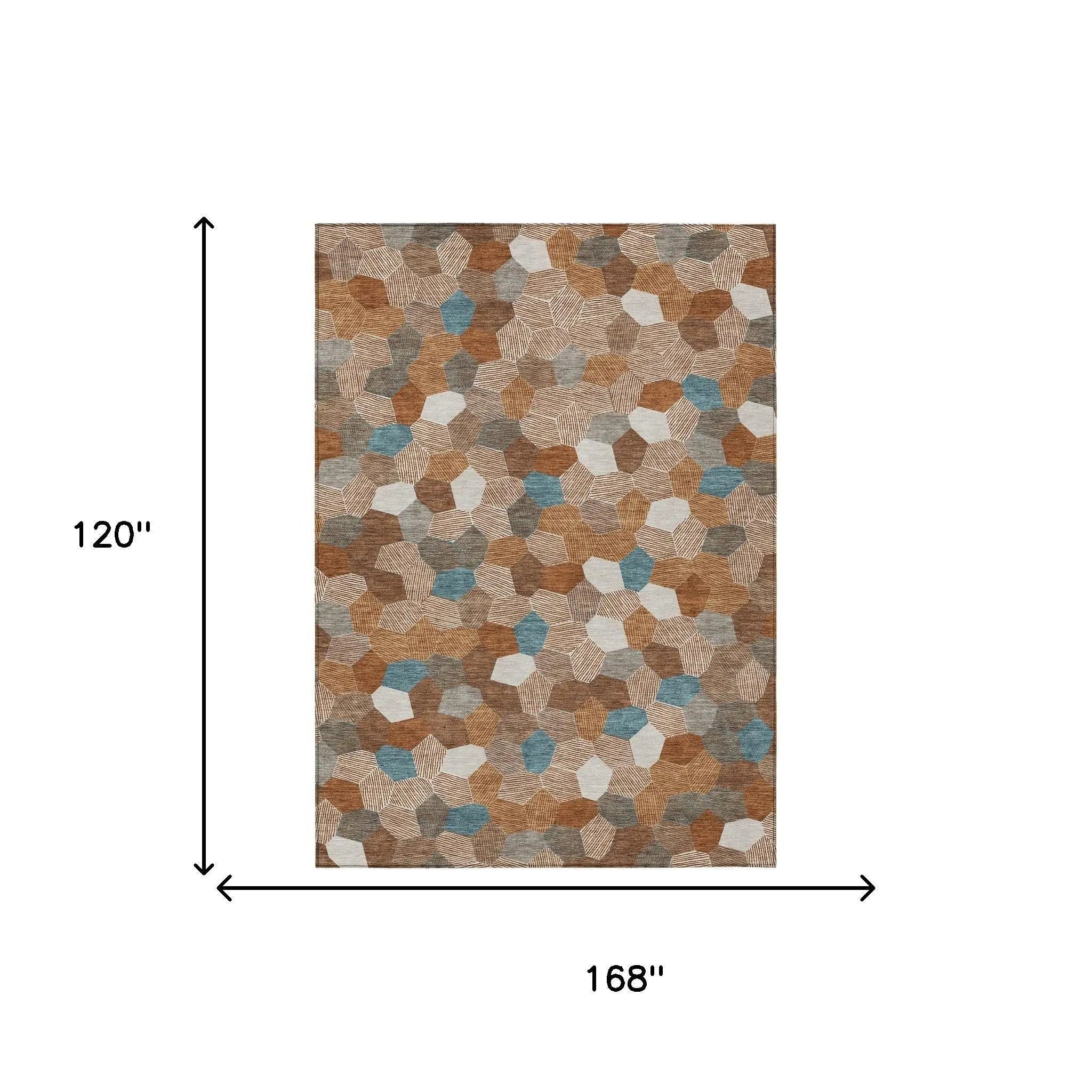 10' X 14' Orange And Ivory Geometric Washable Indoor Outdoor Area Rug Homeroots Outdoor