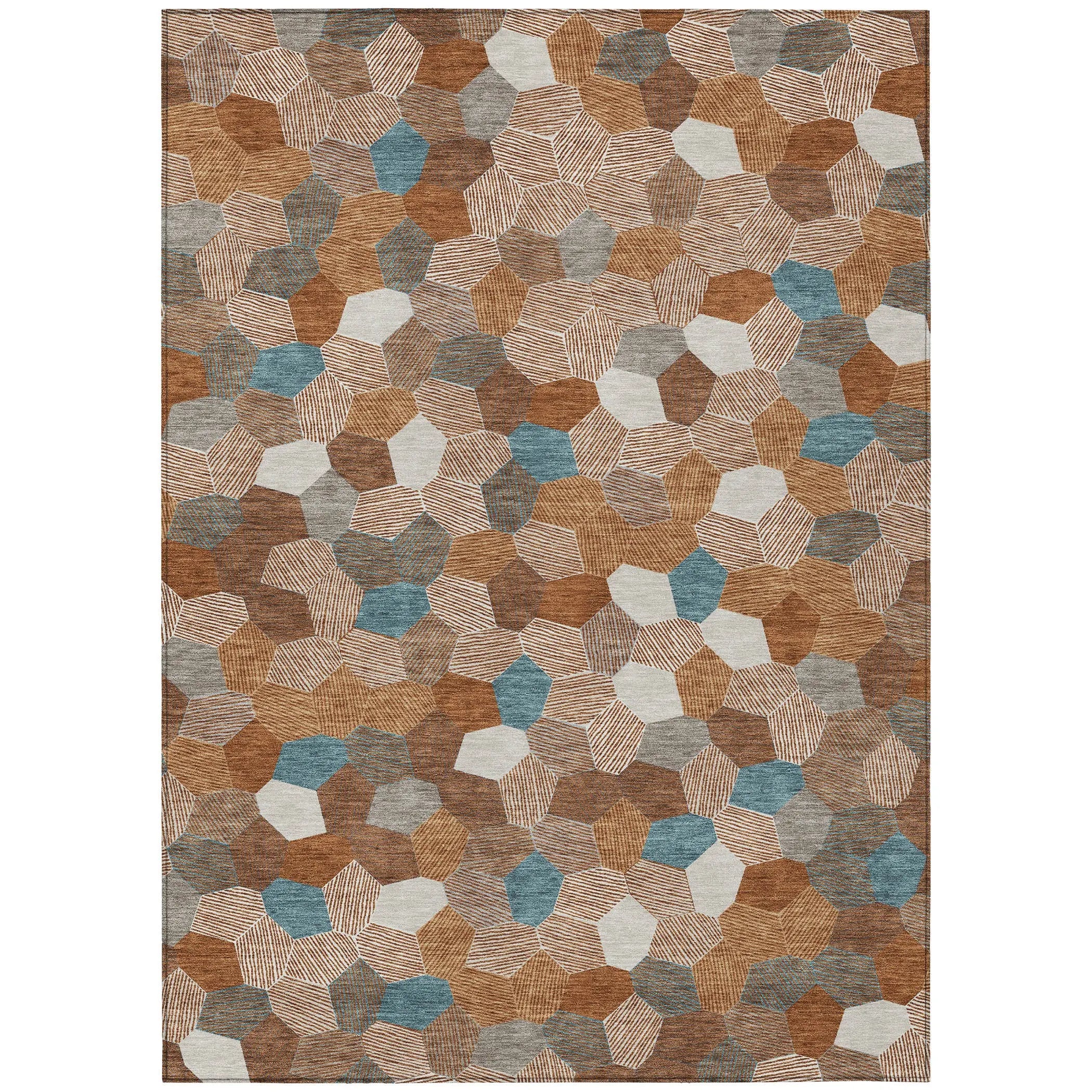 10' X 14' Orange And Ivory Geometric Washable Indoor Outdoor Area Rug Homeroots Outdoor
