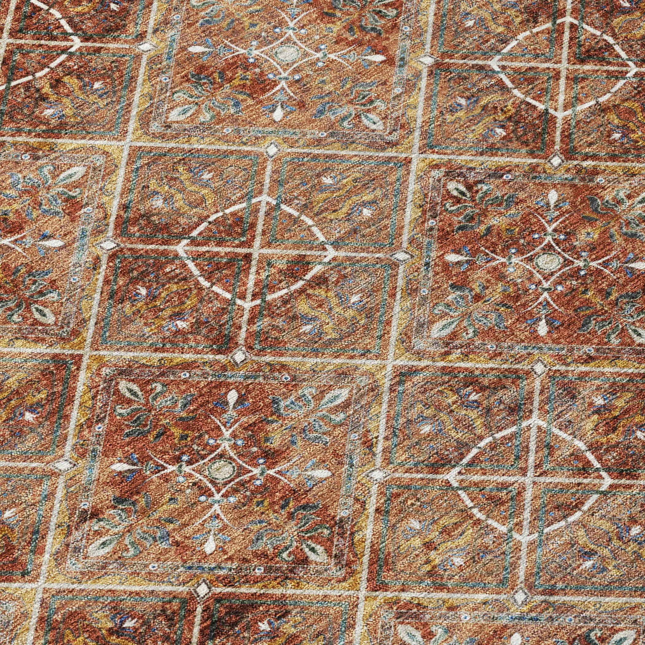 10' X 14' Orange And Khaki Geometric Washable Indoor Outdoor Area Rug Homeroots Outdoor