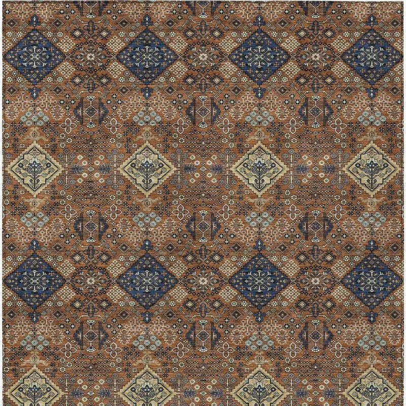 10' X 14' Orange And Navy Blue Geometric Washable Indoor Outdoor Area Rug Homeroots Outdoor