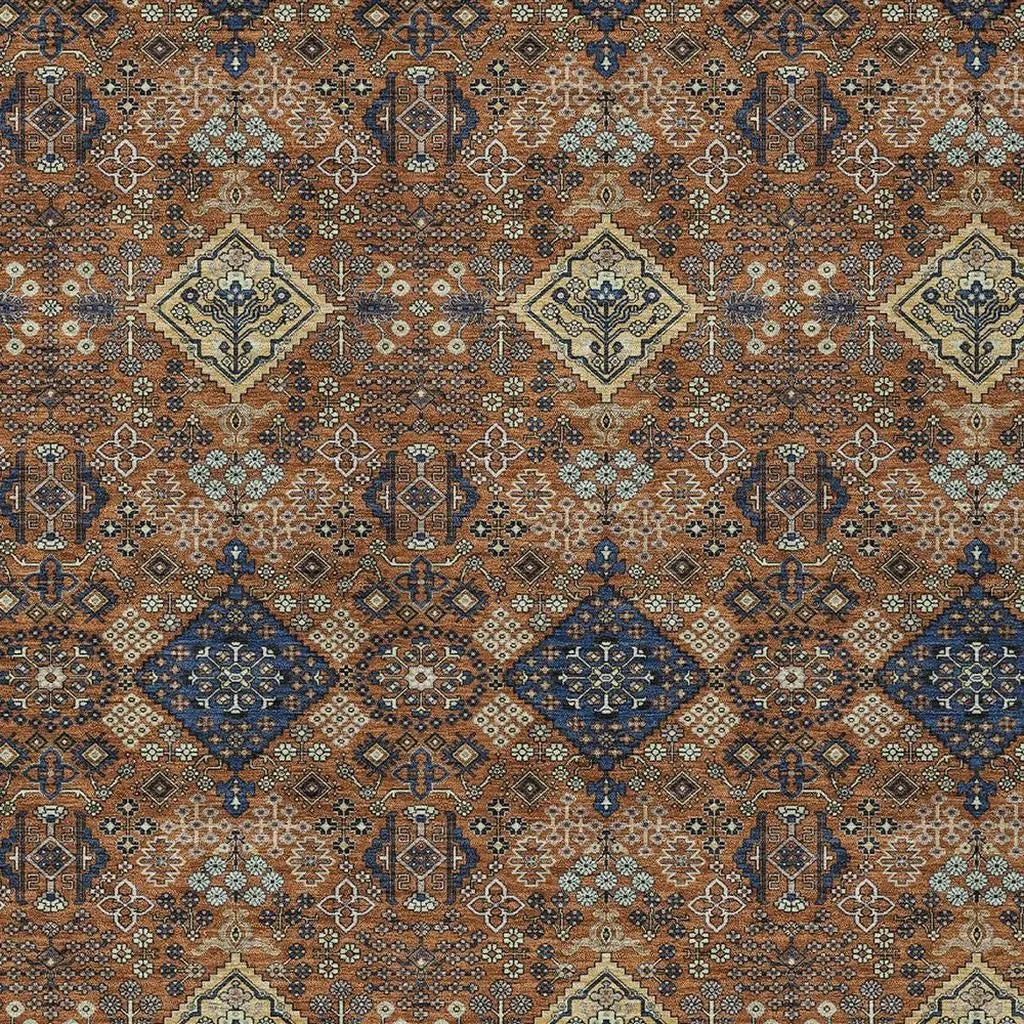 10' X 14' Orange And Navy Blue Geometric Washable Indoor Outdoor Area Rug Homeroots Outdoor