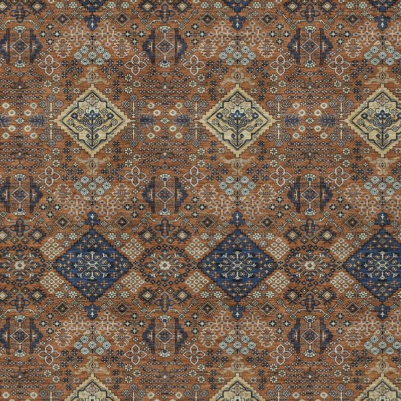10' X 14' Orange And Navy Blue Geometric Washable Indoor Outdoor Area Rug Homeroots Outdoor