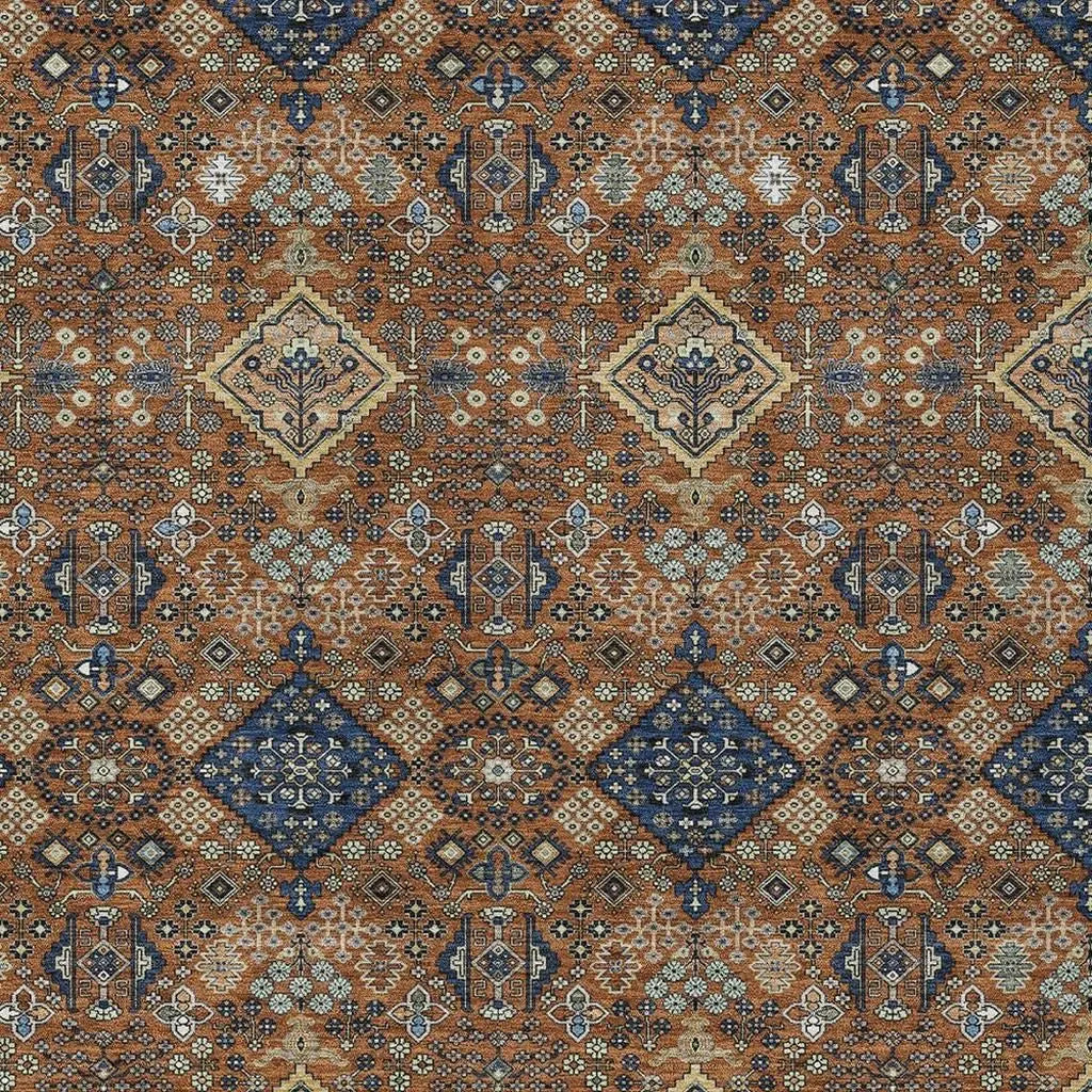 10' X 14' Orange And Navy Blue Geometric Washable Indoor Outdoor Area Rug Homeroots Outdoor